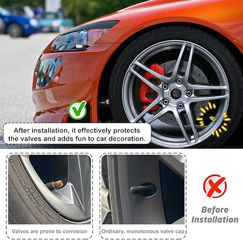 Miniatura 3 de Tapón de vástago de válvula de neumático, 4 tapas de válvula de neumático de bola de carbón negro que brillan en la oscuridad, nueva actualización