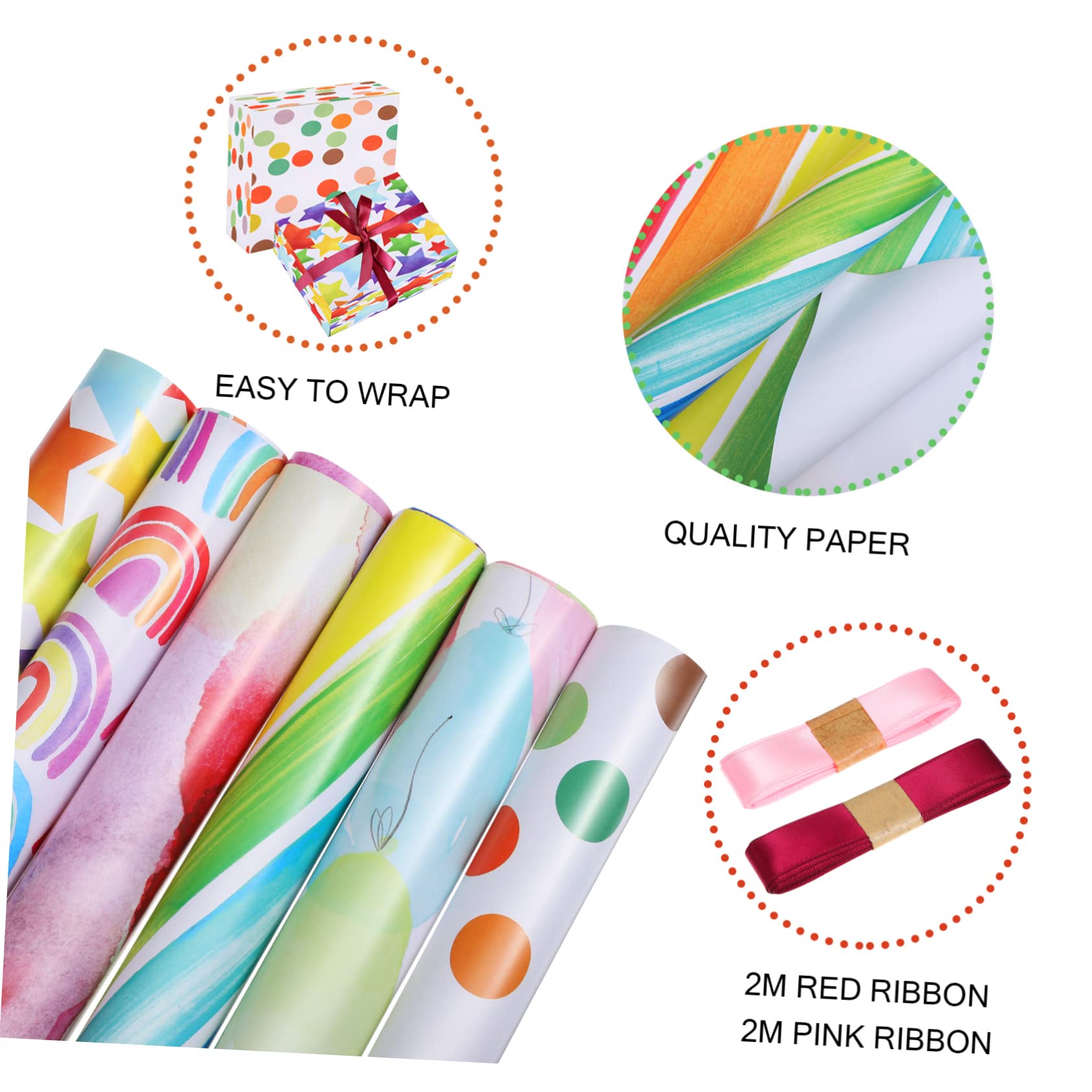 SHERCHPRY 1 Satz Teiliges Geschenkpapier für Geburtstagsfeiern mit Bändern Diy Geschenkverpackungspapier für Bastelideen für Geburtstagsgeschenke und Feiern