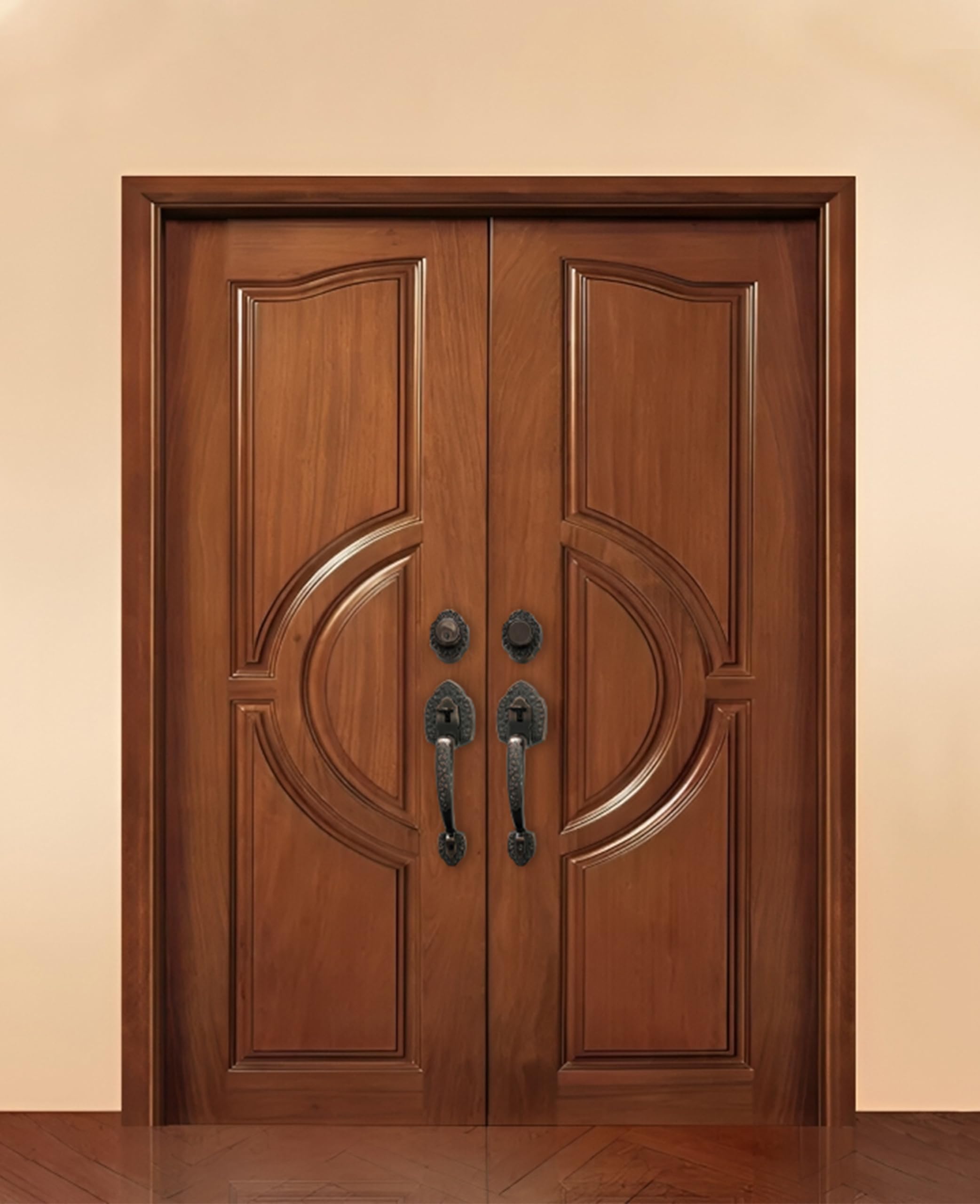 NOMA - Juego de herrajes dobles para puerta delantera, juego de cerradura de puerta de entrada con mango de palanca y cerrojo, latón antiguo