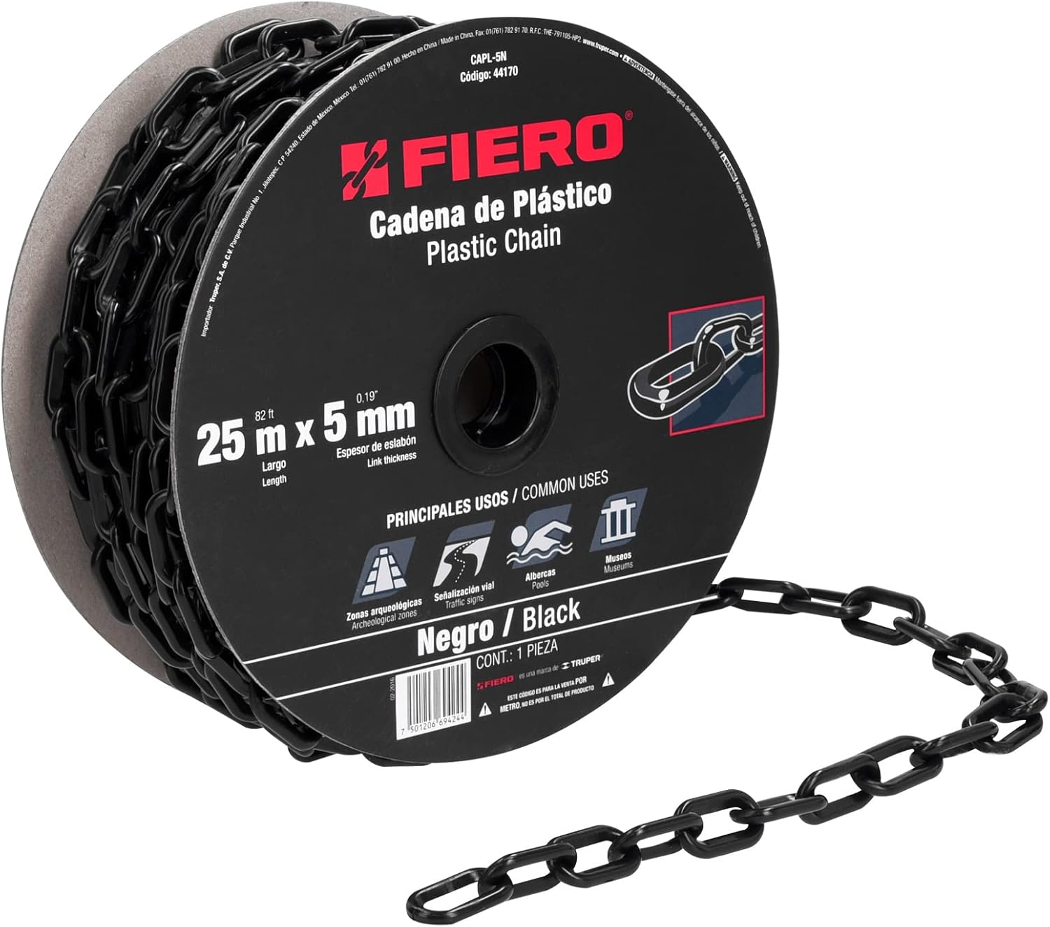 Plastic chain 5mm black