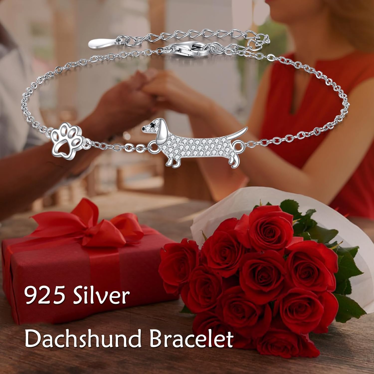 URONE Animal Bracelet 925 Sterling Sliver Dragonfly/Dachshund Dog/Hummingbird/Ladybug/Bat Bracelet Jewelry Gift for Women - Image 6