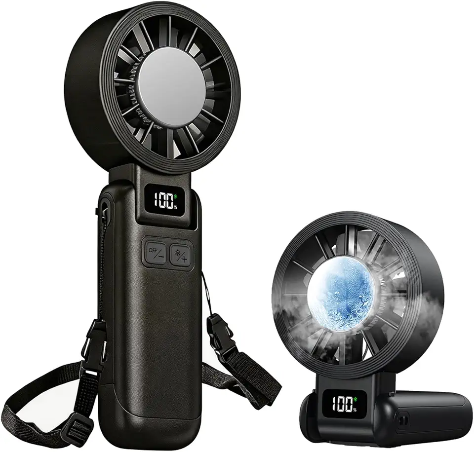 VanSmaGo Ventilateur à main avec fonction turbo et refroidissement par glace, vitesse 1 à 