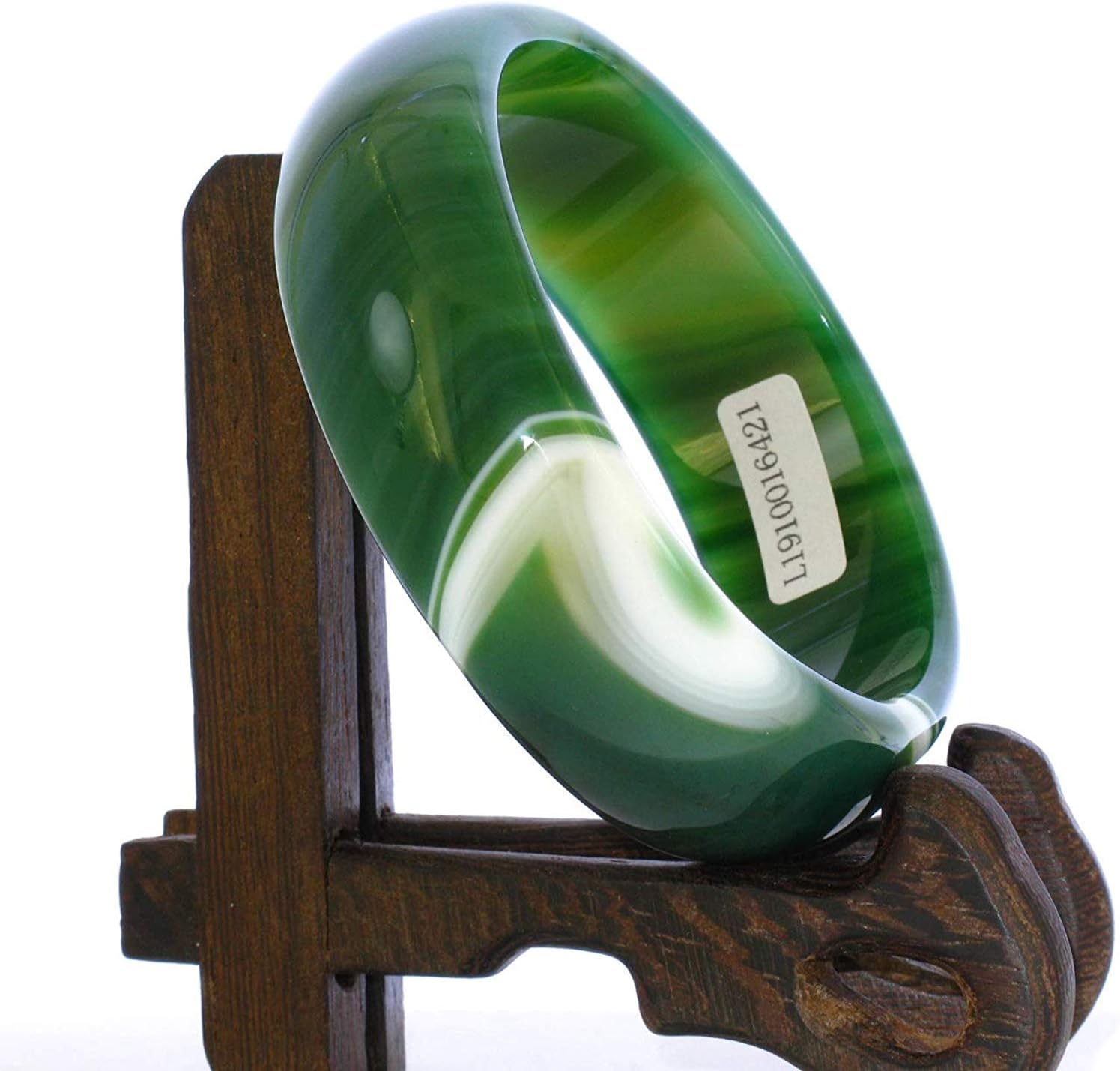 2.4" China Certified Nature Green Chalcedony Jade Women's Bangle Bracelets 6421