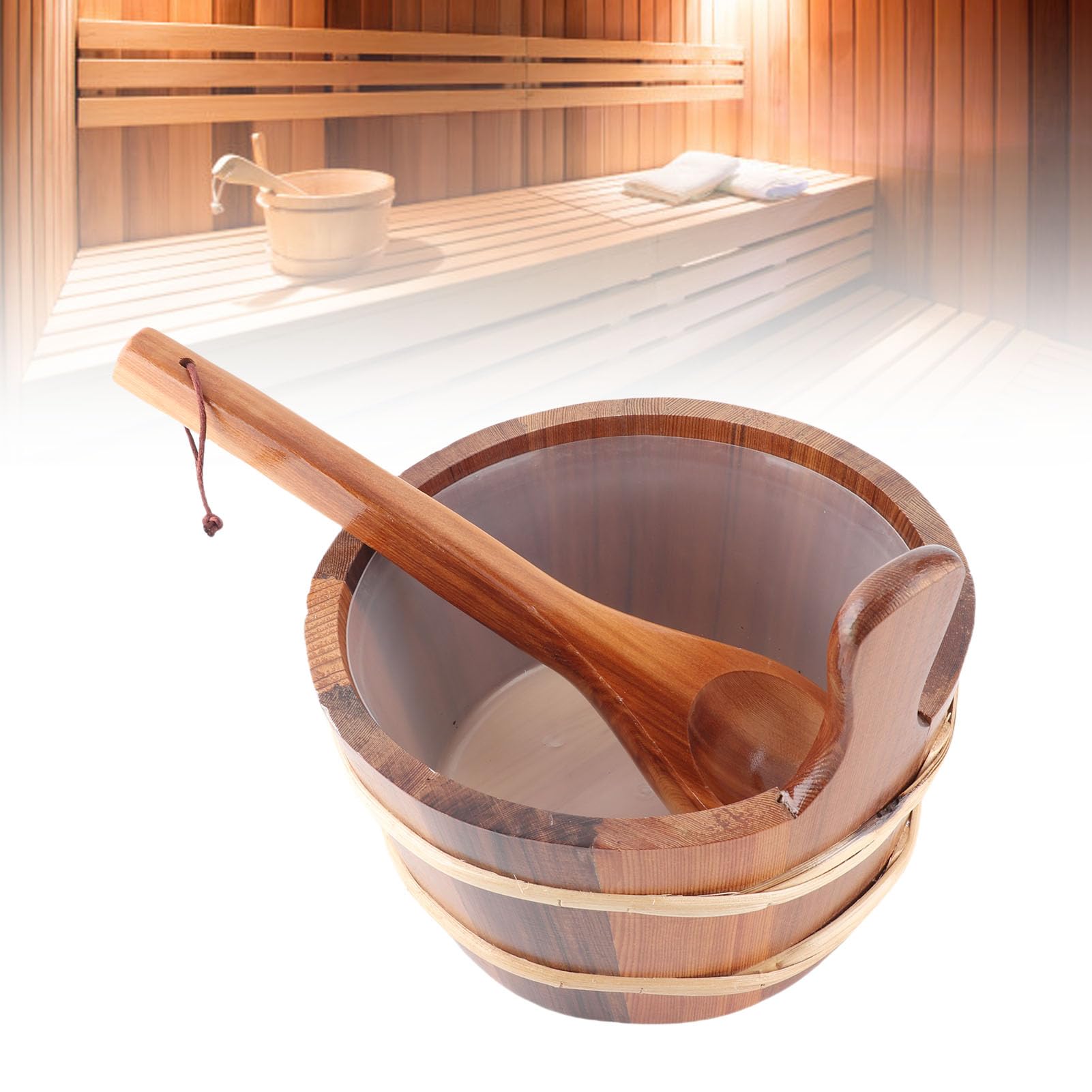 Secchio per Sauna, Legno di Cedro Premium con Rivestimento in Plastica A Prova di Perdite Resistente alle Alte Temperature, con Maniglia, per Doccia Piscina Spa 4L