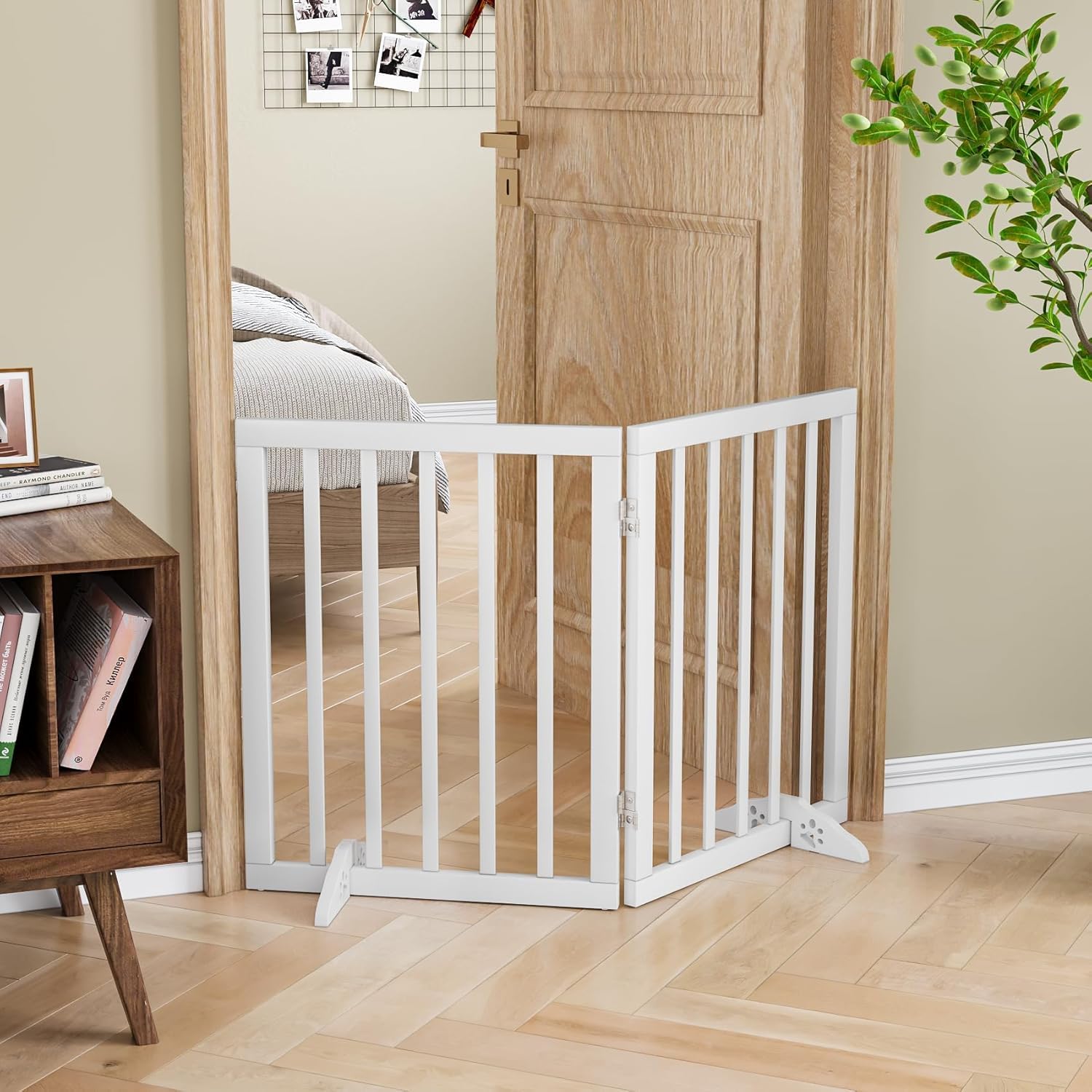 The Menifest | Wooden Freestanding Foldable Pet Gate for Dogs, Over Fence, Dog Partition for Your pet and Baby Protection (2-Panel White) (B0DGDH4X4J) Amazon Price History, Amazon Price Tracker