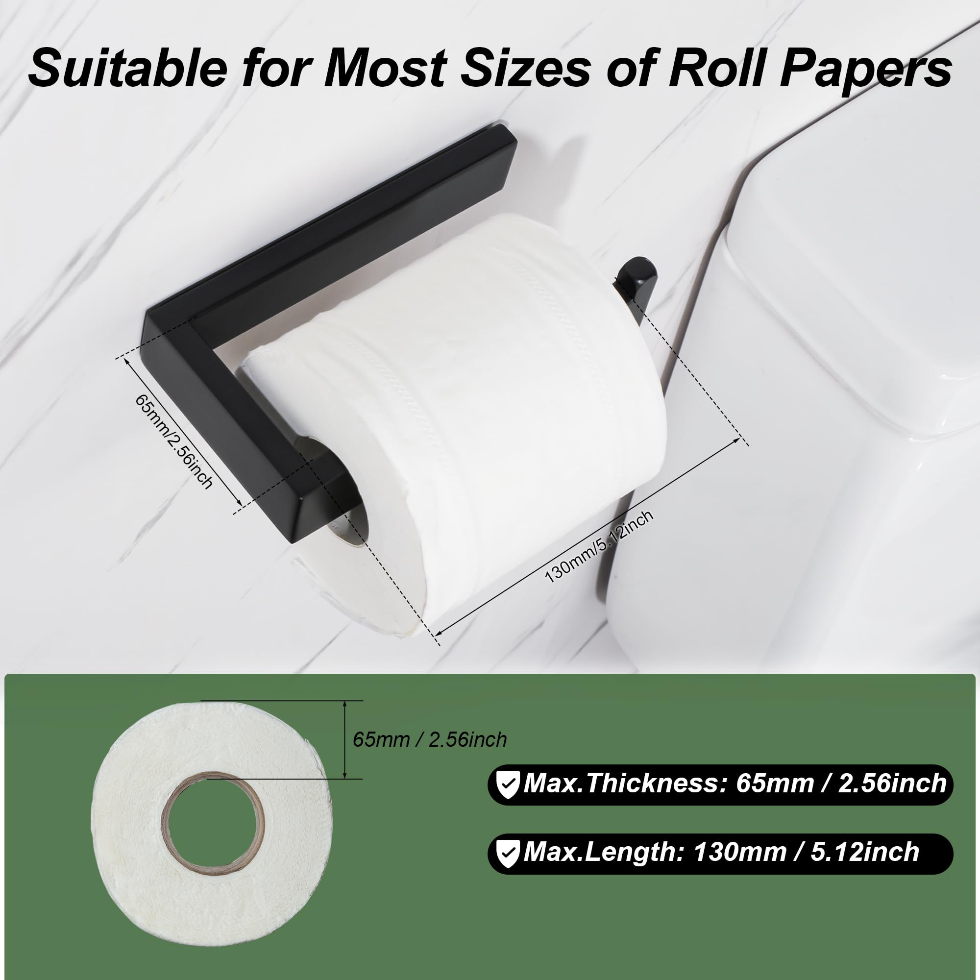 Sayayo Matte Black Toilet Paper Holder Wall Mount, RV Toilet Tissue Holder — Amazon image 6