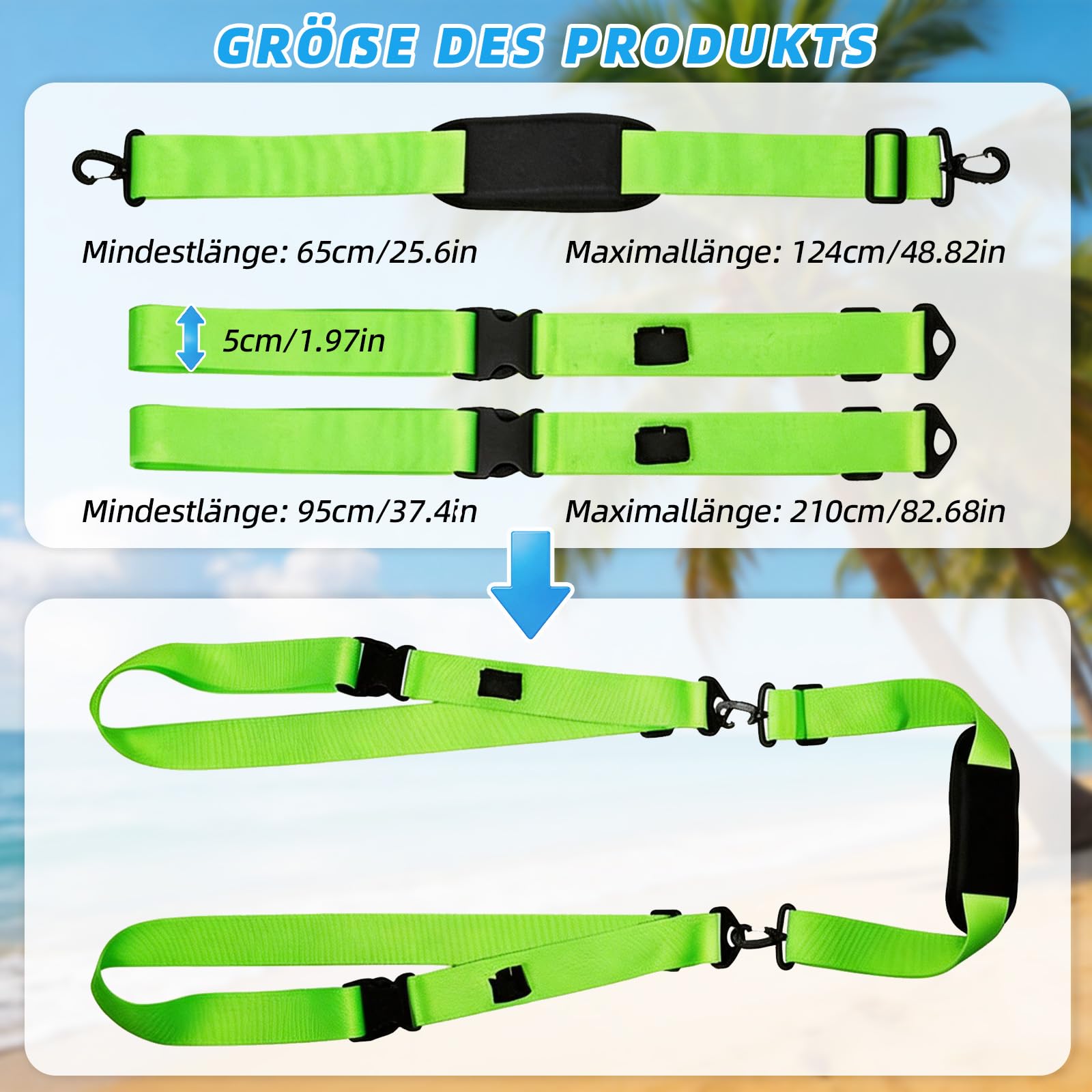 SUP pasek do noszenia, regulowany pasek do noszenia, akcesoria SUP, pasek do noszenia deski surfingowej, deski do wiosłowania, kajaka, longboard, kajaka i SUP Paddle