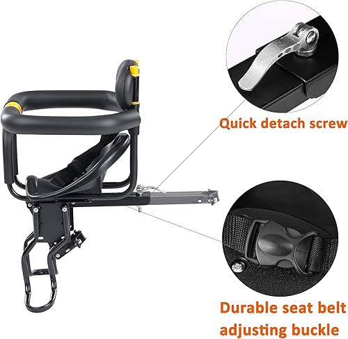 Miniatura 4 de INNOLIFE Asiento de bicicleta para niños, asiento de bicicleta para niños montado en la parte delantera con barandilla para niños de 8 meses a 6