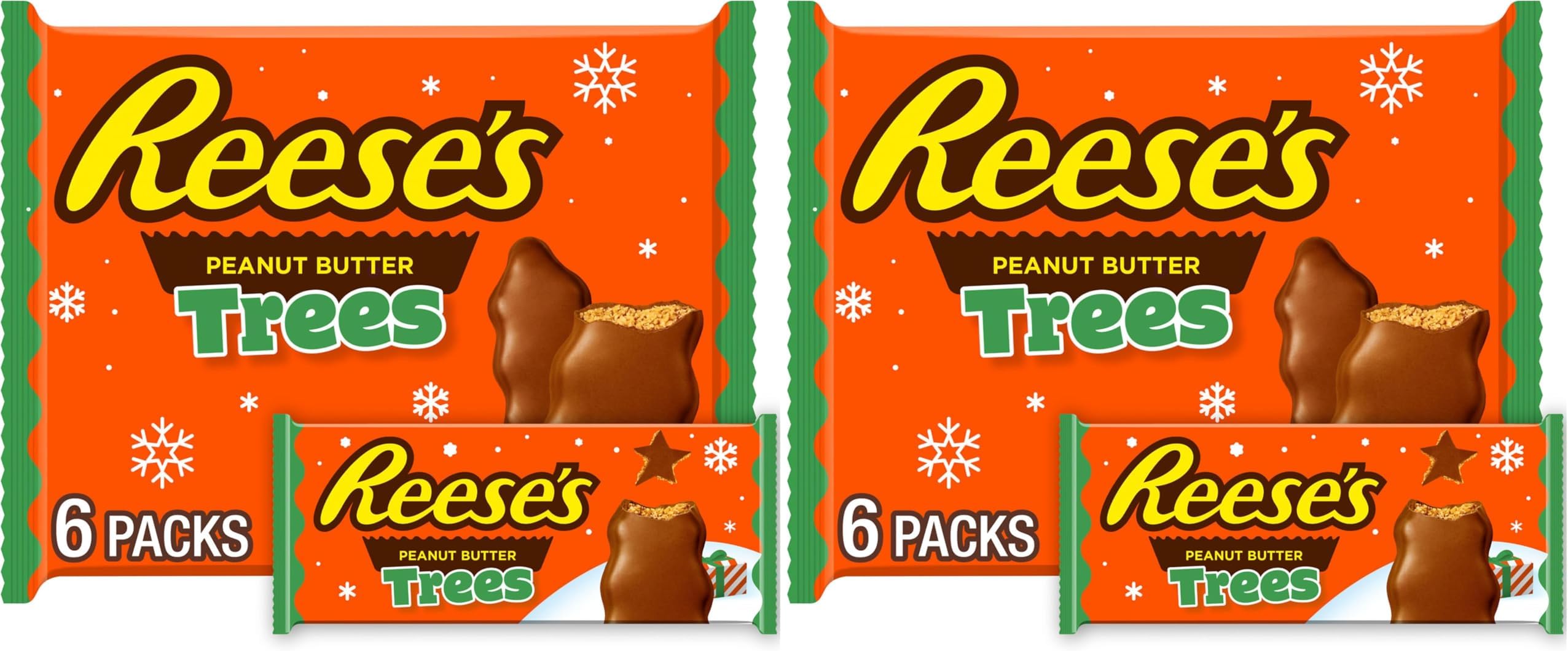 REESE'S Milk Chocolate Peanut Butter Trees, Christmas Candy Packs, 1.2 oz (Pack of 12)