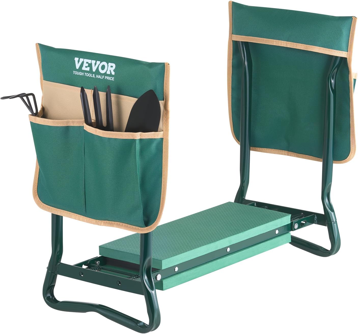 VEVOR Garden Kneeler and Seat Heavy Duty, Portable Garden Stool with 6'' EVA Kneeling Pad and 2 Tool Bags, Folding Garden Bench to Relieve Knee & Back Pain, Great Gifts for Seniors, Family Gardeners - Thumbnail 3