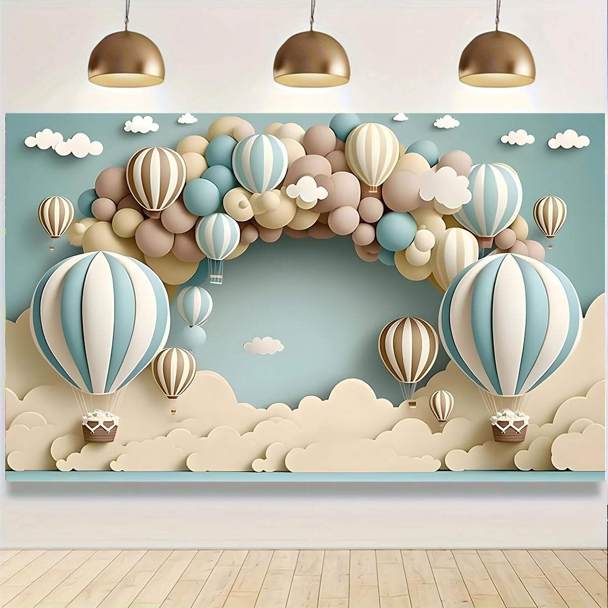 Painting Balloons Baby Shower Backdrop for Photoshoot Hot Air Balloon Newborn 1st Birthday Party Decorations Wedding Bridal Shower Birthday Party Cake