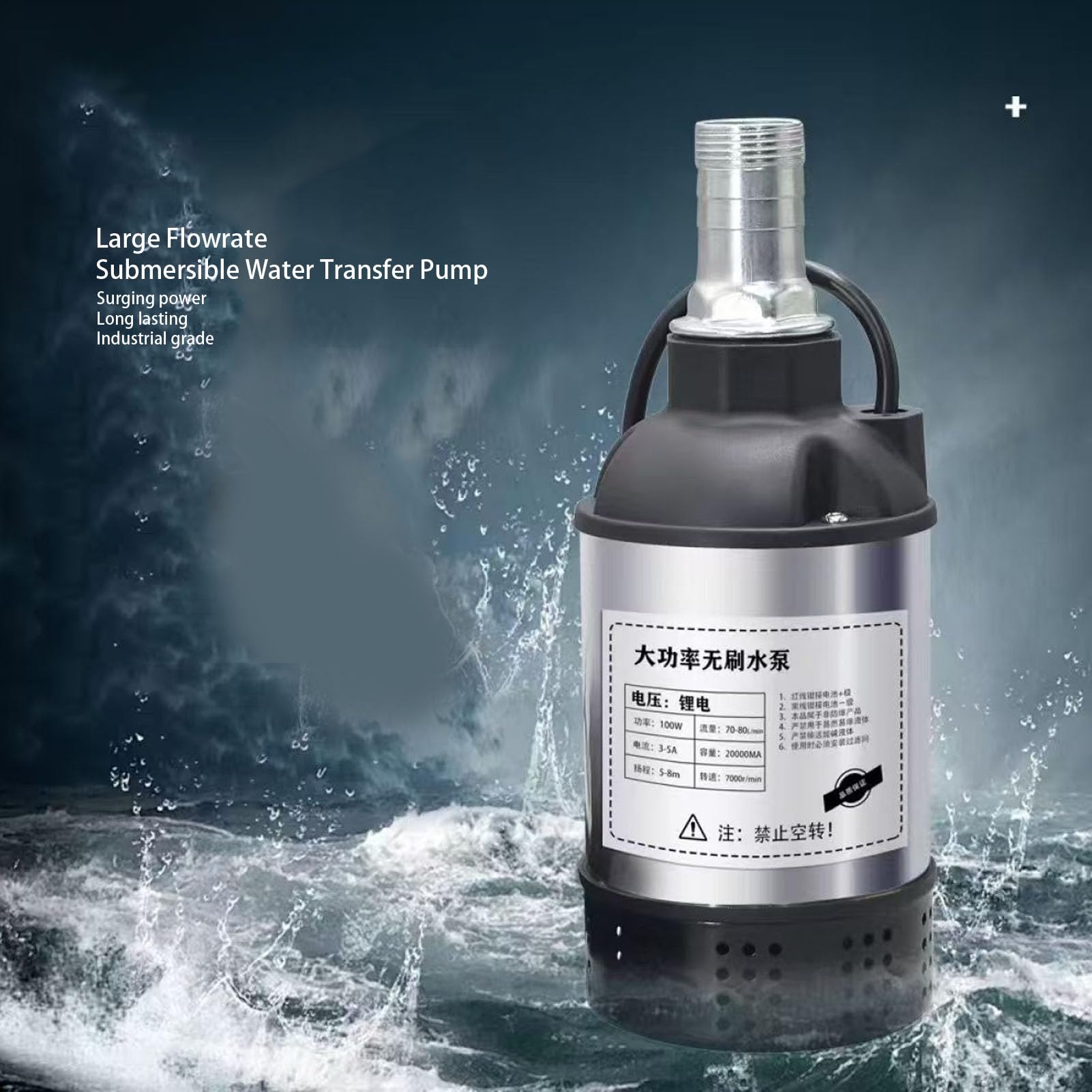 Eujgoov Bomba de Agua Sumergible de Elevación de 100W 70-80L por Minuto