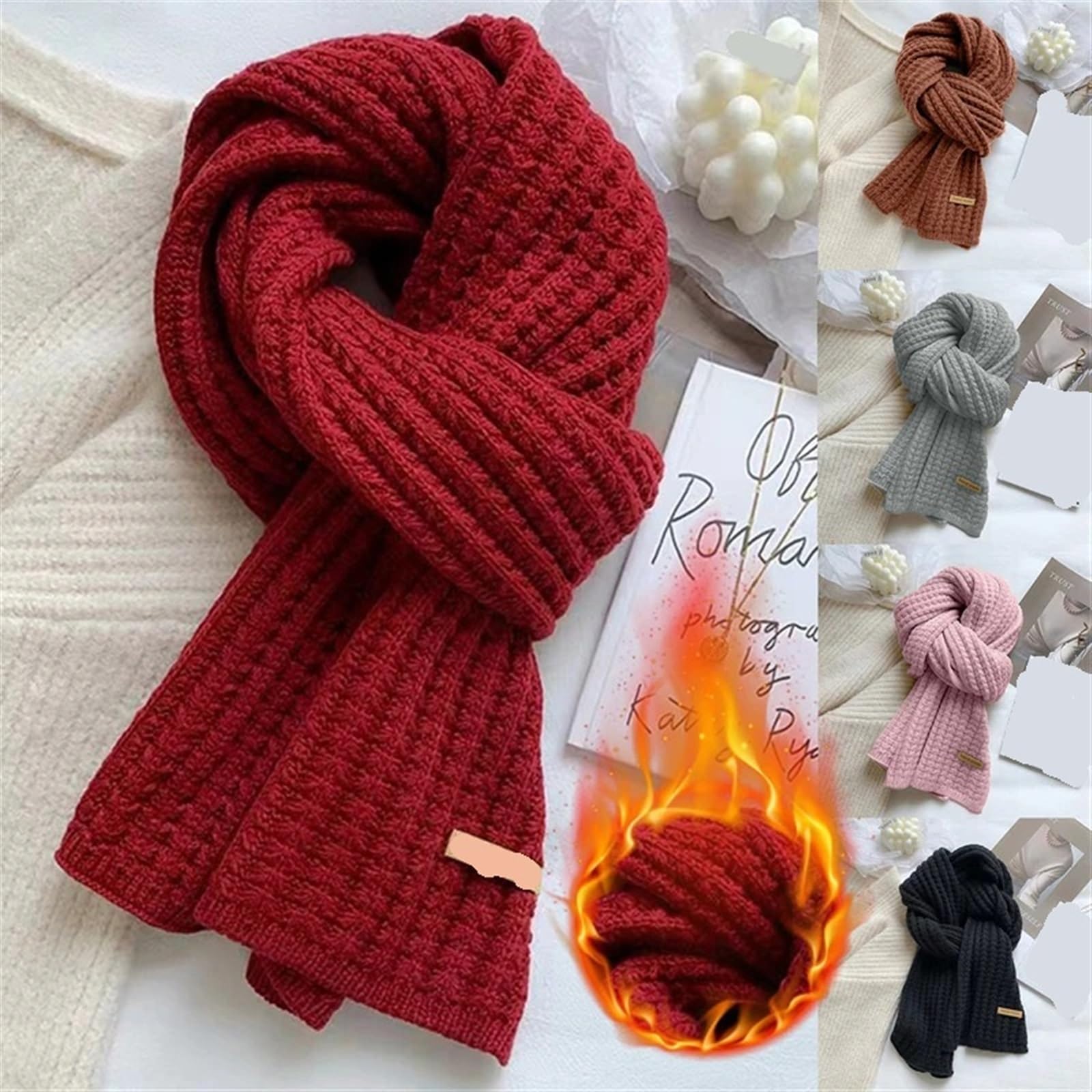 Uomo Donna Inverno Maglia Termico Scaldacollo Tubolare Esterno Sci Moto Sciarpa Ispessimento Copricollo Sciarpa Autunno Calda(Red1)