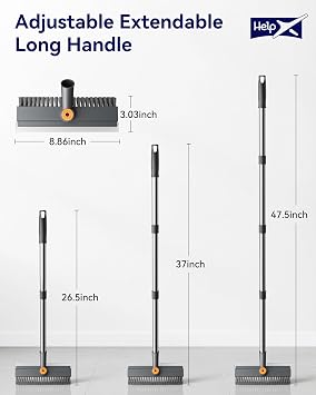 3 in 1 Adjustable Small Floor Scrub Brush with Long Handle