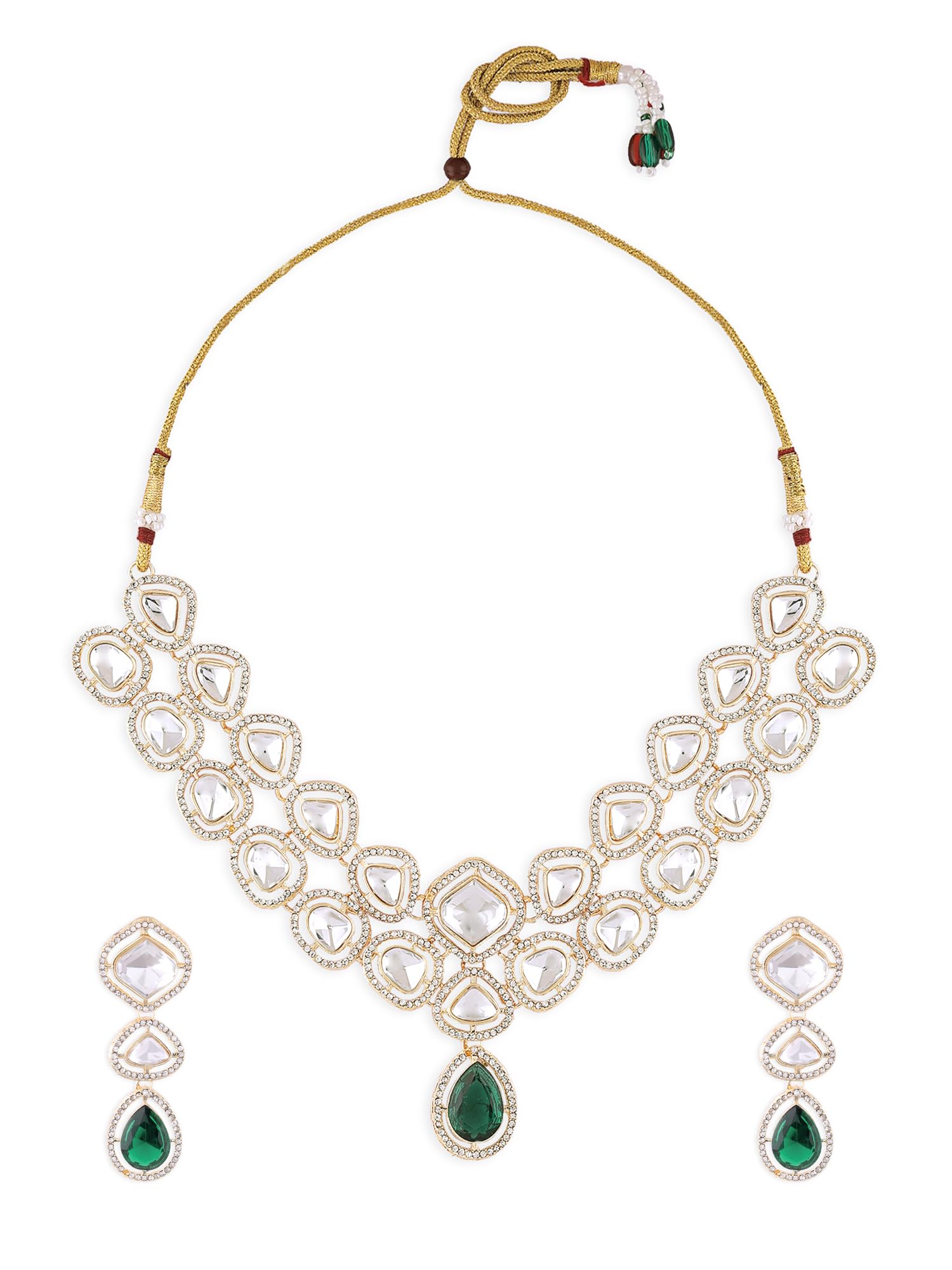 ZAVERI PEARLS Green Stones Dazzling Austrian Diamonds Bling Necklace & Earring Set For Women-ZPFK17992 (B0D1KMXD7F) Amazon Price History, Amazon Price Tracker