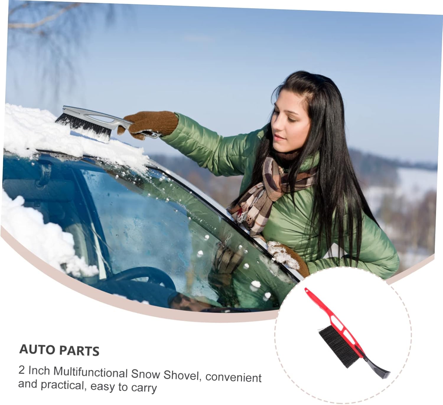 FAVOMOTO 3pcs Car Snow Shovel Handle De-ice Scraper and Snow Brush for Easy Removal of Ice and from Windshield Roof and Mirrors Random Color
