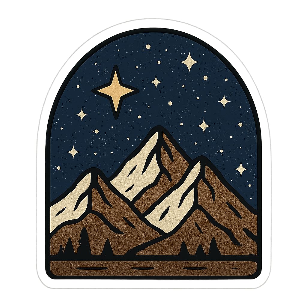 Calcomanía de cielo nocturno para personalizar tu laptop y botellas con estilo de aventura