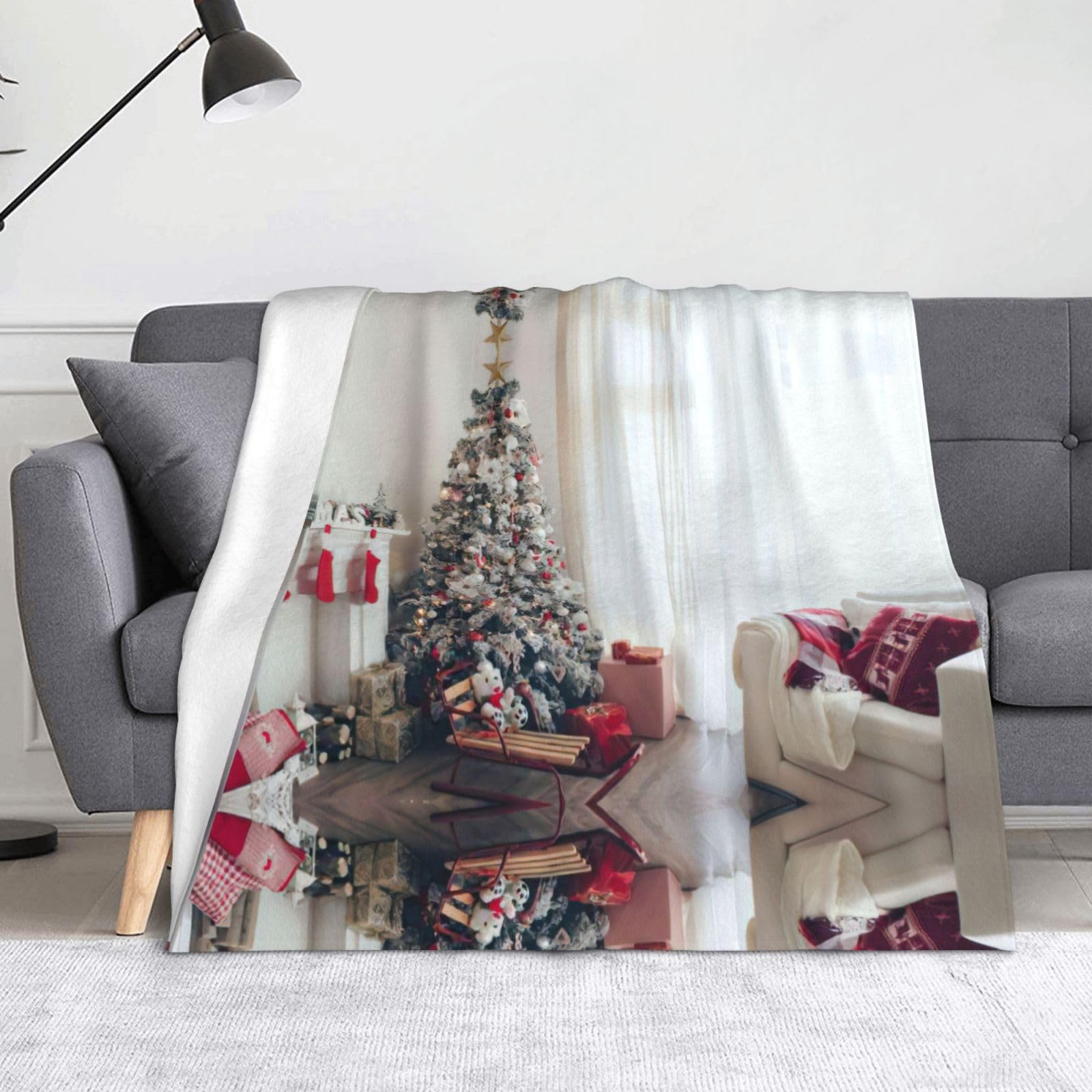 Couverture polaire sapin de Noël jeté de lit léger 127x152 cm