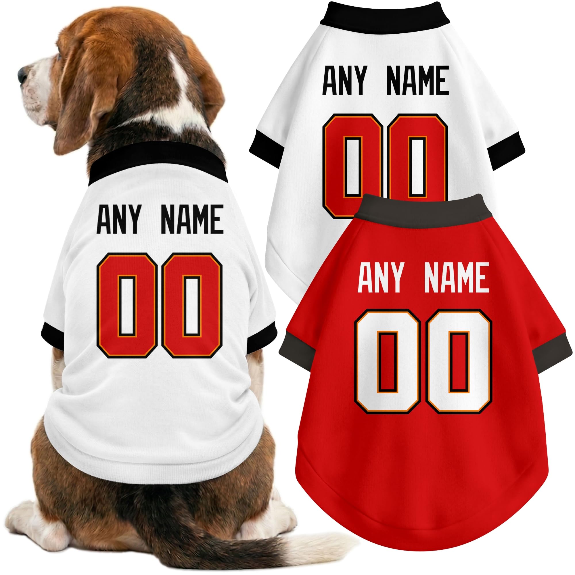 Tampa Bay Dog Clothes Jersey Style Custom Pet T Shirt with Personalized Name Number for Small Medium Large Dogs