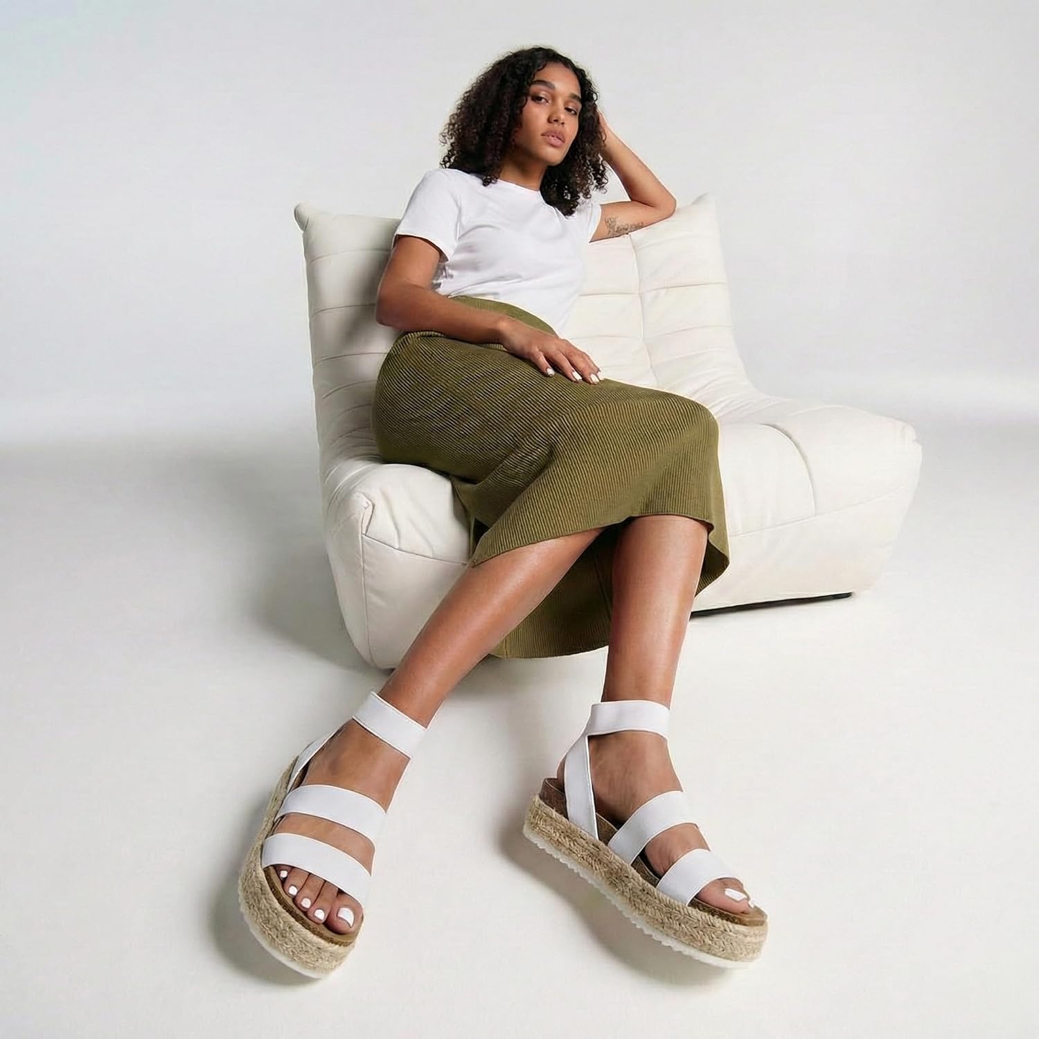 CUSHIONAIRE Mandy Wedge Sandals for Women – Strappy Platform Sandals with Arch Support, Cute Summer Espadrille-Style Platform Dressy Slip-On - Image 6