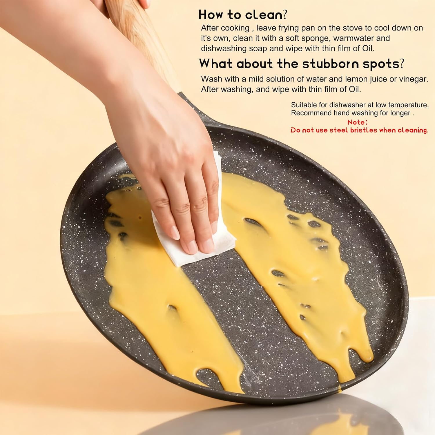 11.2” Crepe Pan Nonstick，Granite Coating Dosa Pan Pancake Flat Skillet Tawa Griddle,Scone Pan,With Stay-Cool Handle, Induction Compatible, PFOA Free