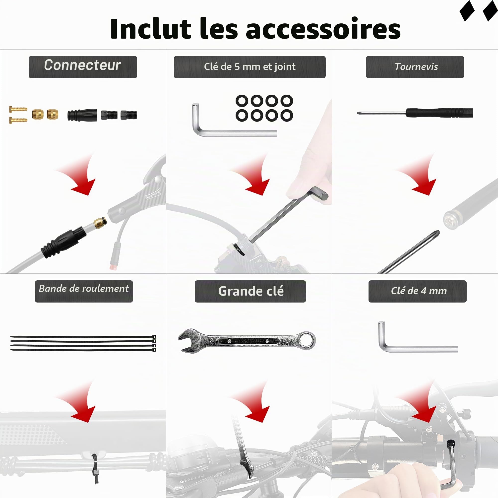 LD-200 Kit de Frein à Disque hydraulique à pour vélo électrique, kit de Frein hydraulique pour vélo électrique à, avec Outils de Montage et vis