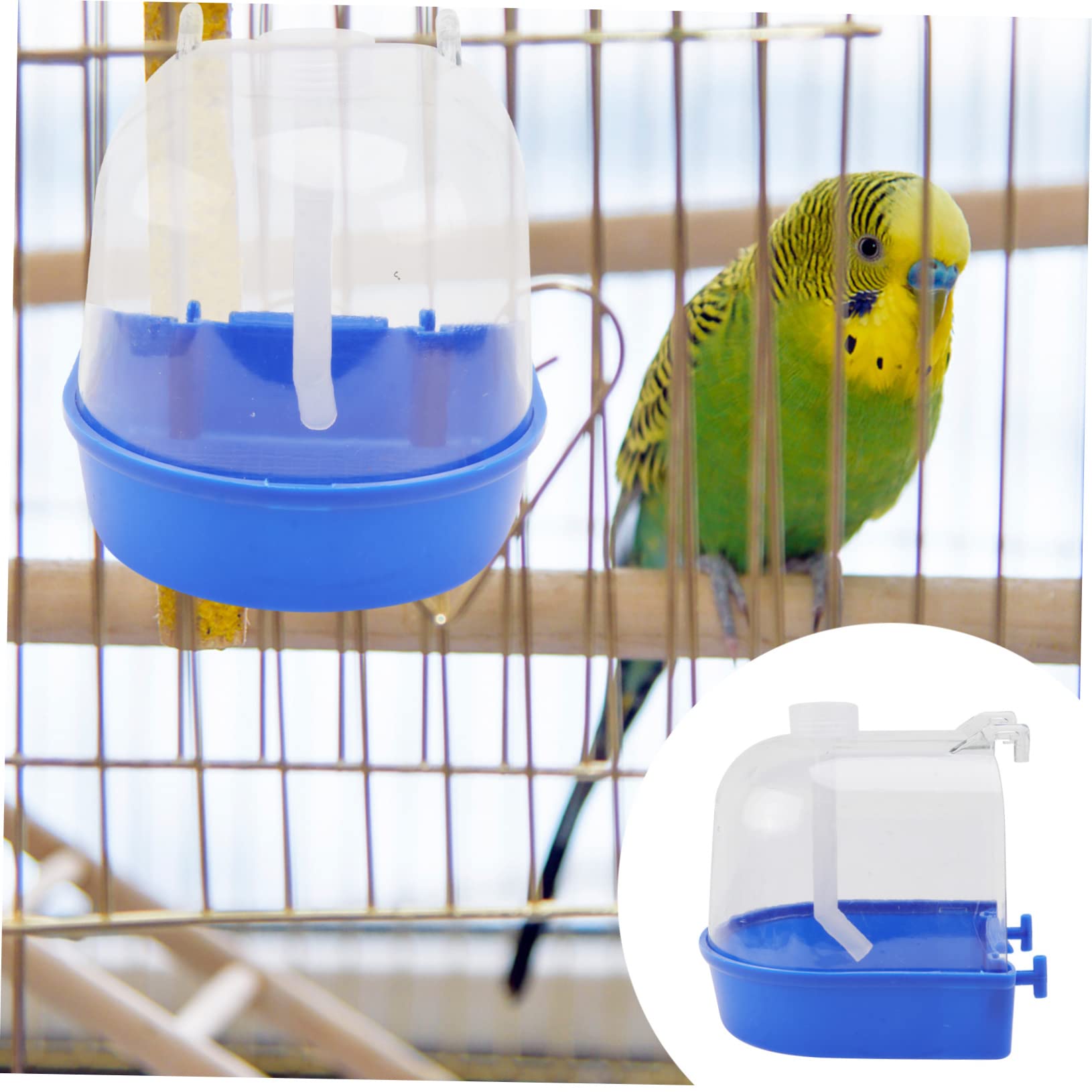 FOMIYES 2 Set Vasca da Bagno Automatica per Uccelli Vasca da Bagno per Uccelli Materiale in PVC Facile da Appendere per Gabbia per Pappagalli Semplice Vasca da Bagno per Uccelli