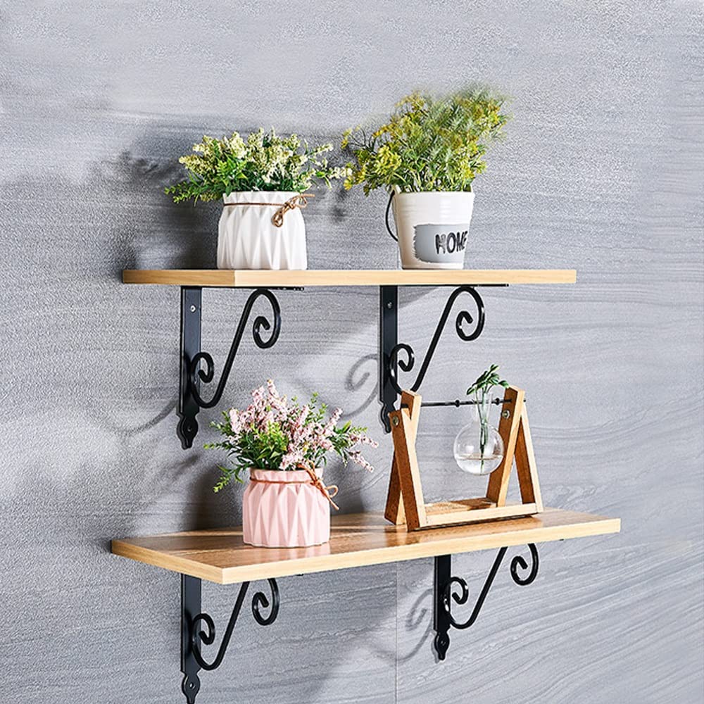 HJXGQJM Metall Regalträger - Regalkonsole for Die Wandmontage 2 Stück Schwarz, for Büro, Küche, Garten,Einstellbare Wandhalterung Regalträger Wandregalhalterung(290x240mm)