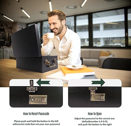 Miniatura 6 de JIABOLANG Caja grande de bambú con cerradura de combinación, caja de almacenamiento decorativa para el hogar, mejorada con asa, bolsa a prueba de