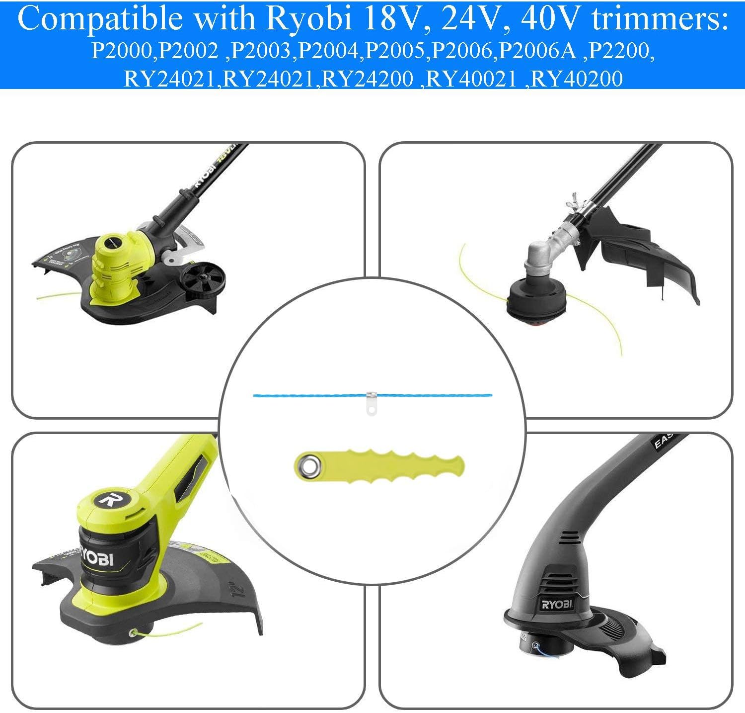 THTEN ACFHRL2 Weed Eater Bladed Head Spool Line Compatible with Ryobi 18V, 24V, and 40V String Trimmers, Fits for RY40210, RY40210A, ACFHRL2 with 6 Replacement Blades 28+10+4+1