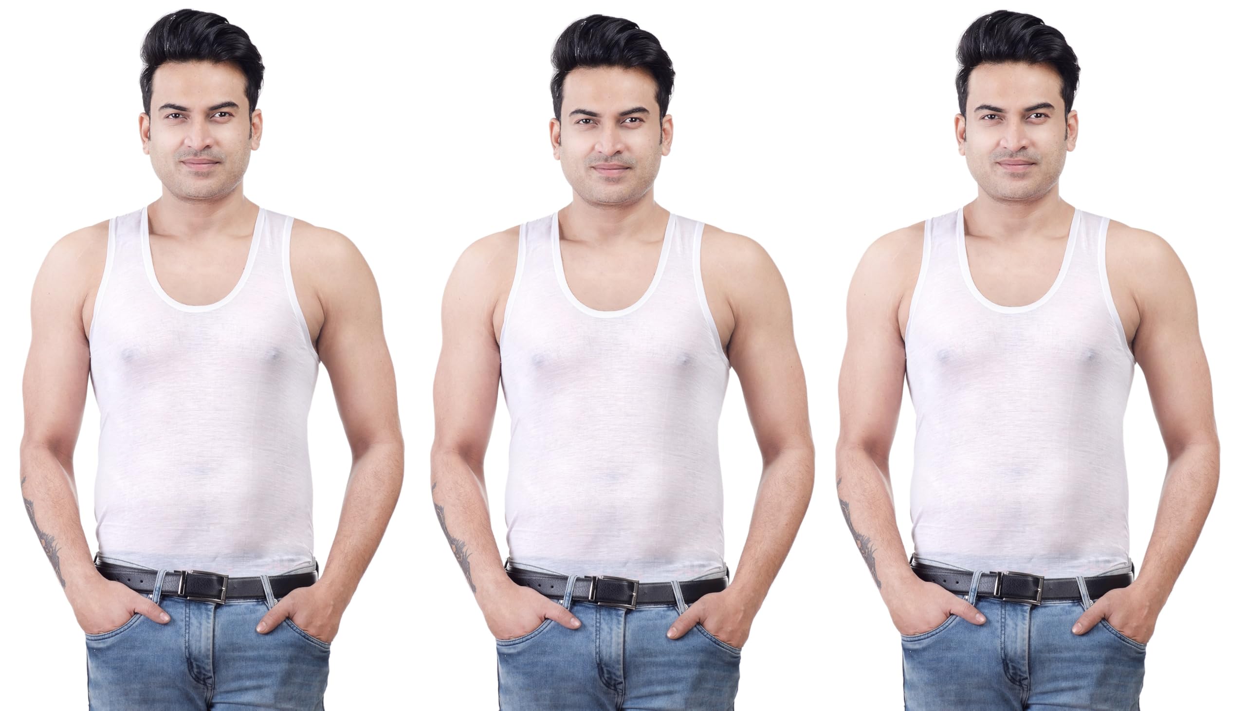 Feather Touche Men's Cotton Sleeveless Vest-image-33