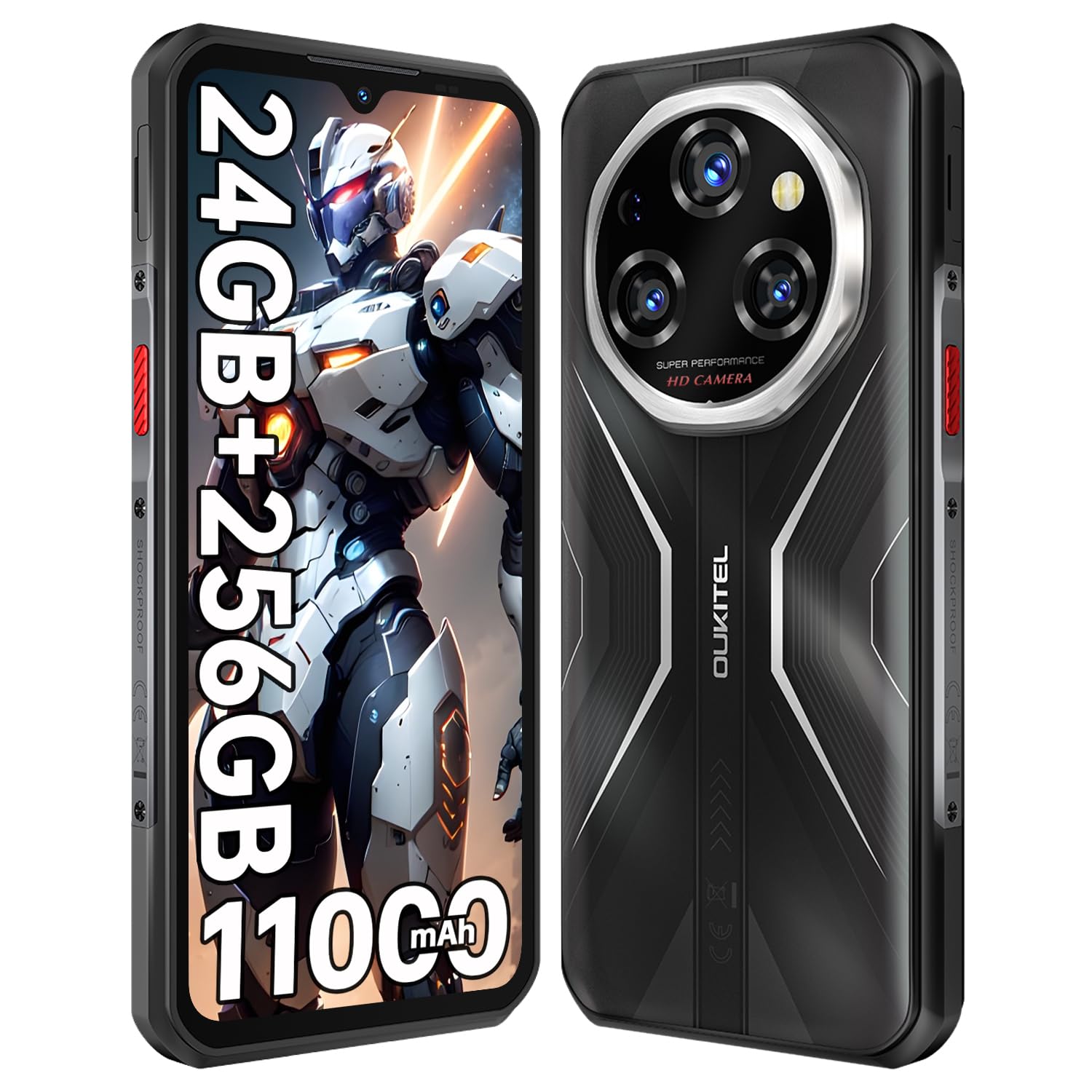 WP55S Rugged Phone 256GB, 11000mAh Battery Smartphone Android 15 | Gemini AI, 24GB RAM+256GB ROM, 64MP+32MP, 6.68” FHD Display 120Hz, NFC OTG IP68/69K, 15.3mm Ultra-Slim Design, for T-mobile