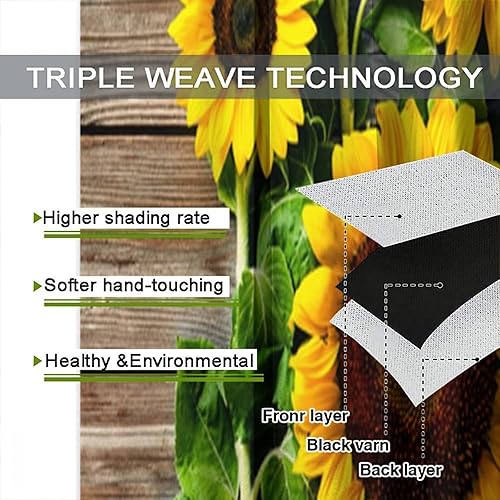 Miniatura 7 de Cortinas de cocina con diseño de girasol, estampado 3D, con bolsillo para barra, para dormitorio, sala de estar, cafetería, tela de poliéster, juego