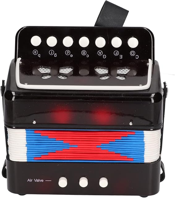 Dilwe Kid Accordion, ABS Plastic, 7 Tonic Key, Accordion Musical Instrument Educational Toy for Solos Ensemble(Black)