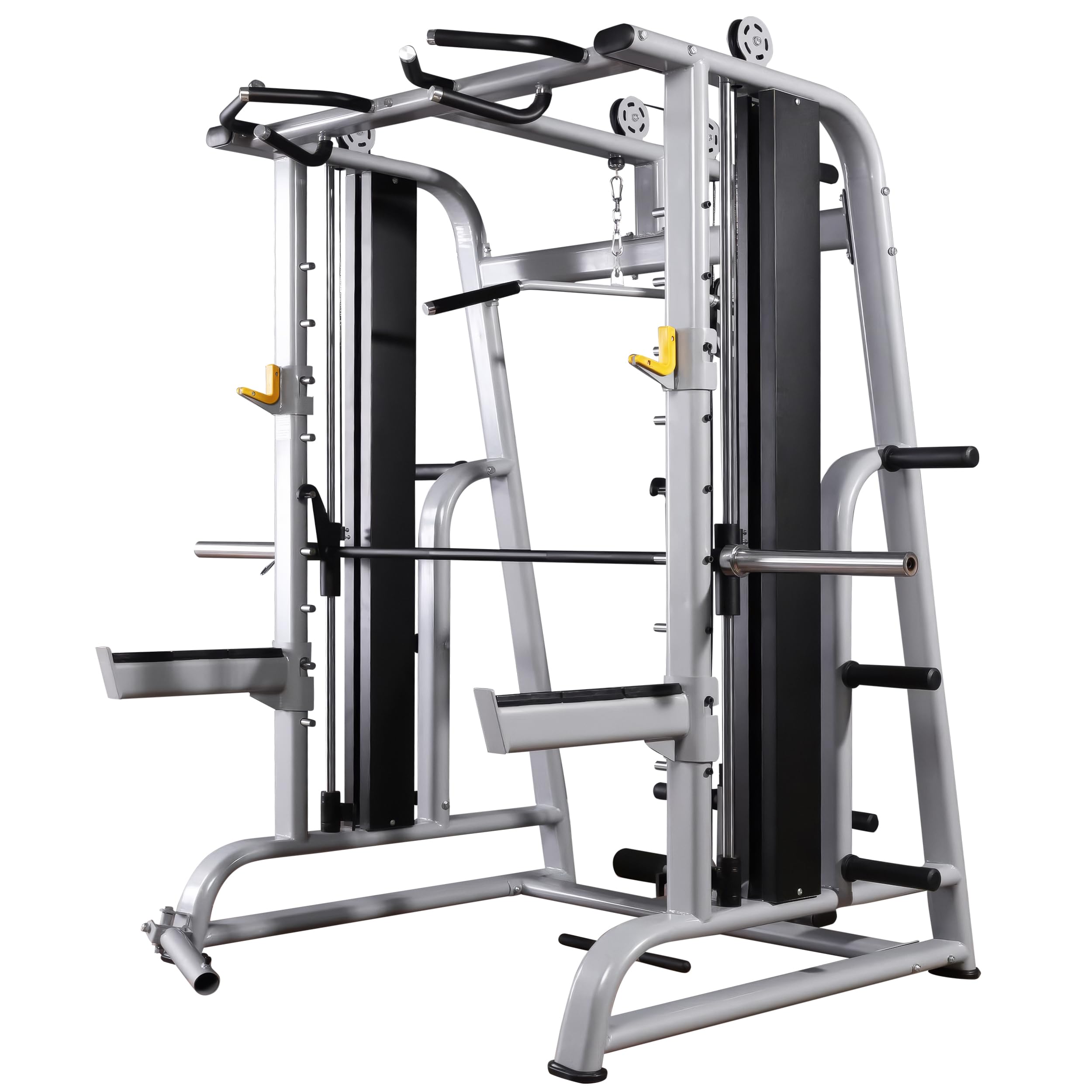 French Fitness MSC20 Counter Balanced Multi Smith Cable Machine – All-in-One Home Gym with Smith Machine, Squat Rack, Pull-Up Bar, Weight Plate Storage, & High/Low Pulley System