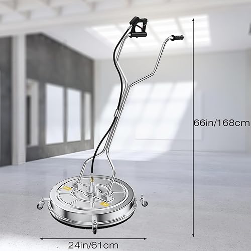 Miniatura 9 de EVEAGE Limpiador de superficies de 24 pulgadas, arandela de superficie a presión de doble mango, carcasa de acero inoxidable, accesorios de lavadora