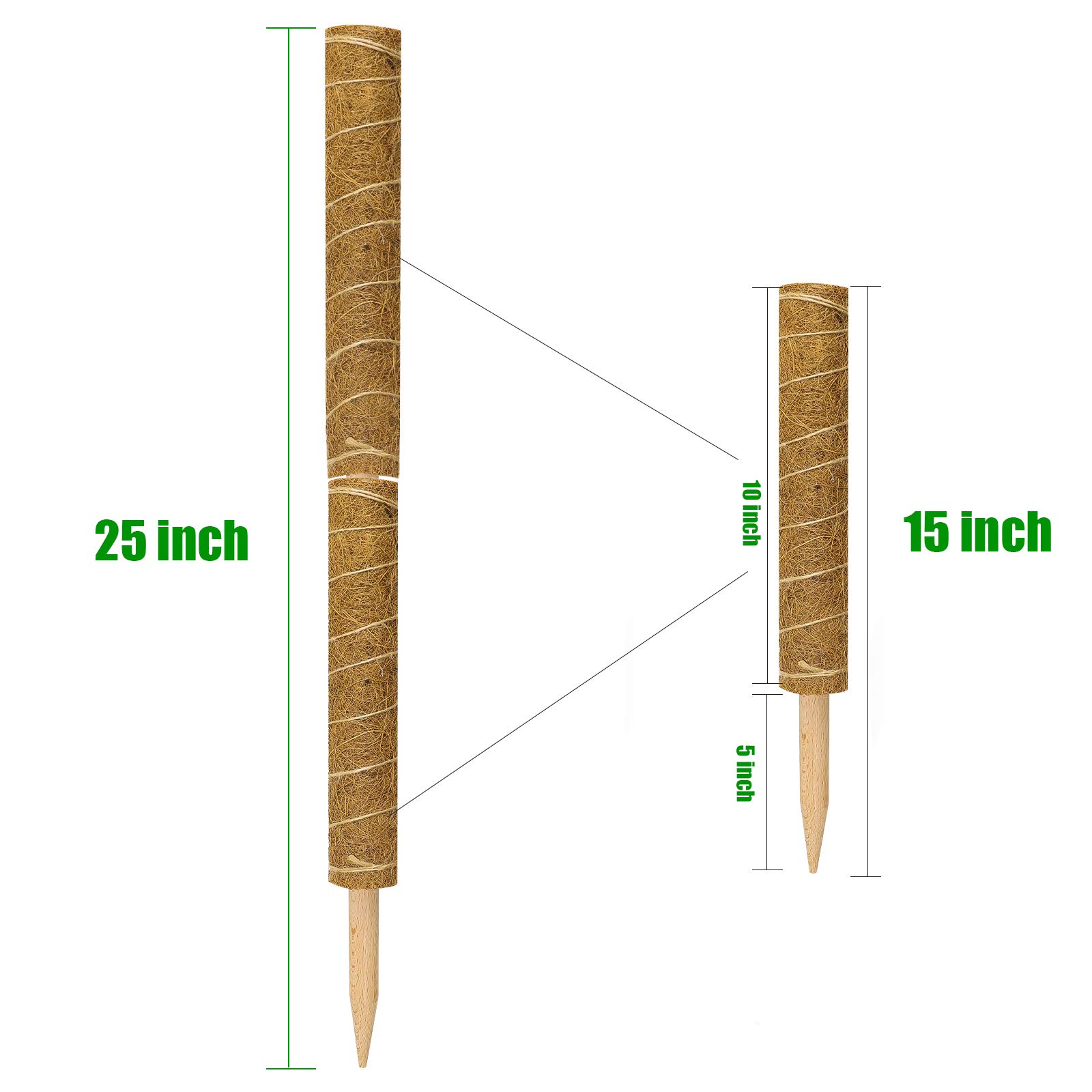 BERNIE ANSEL 2 Pack 15 Inch Moss Pole Coir Totem Pole for Plant