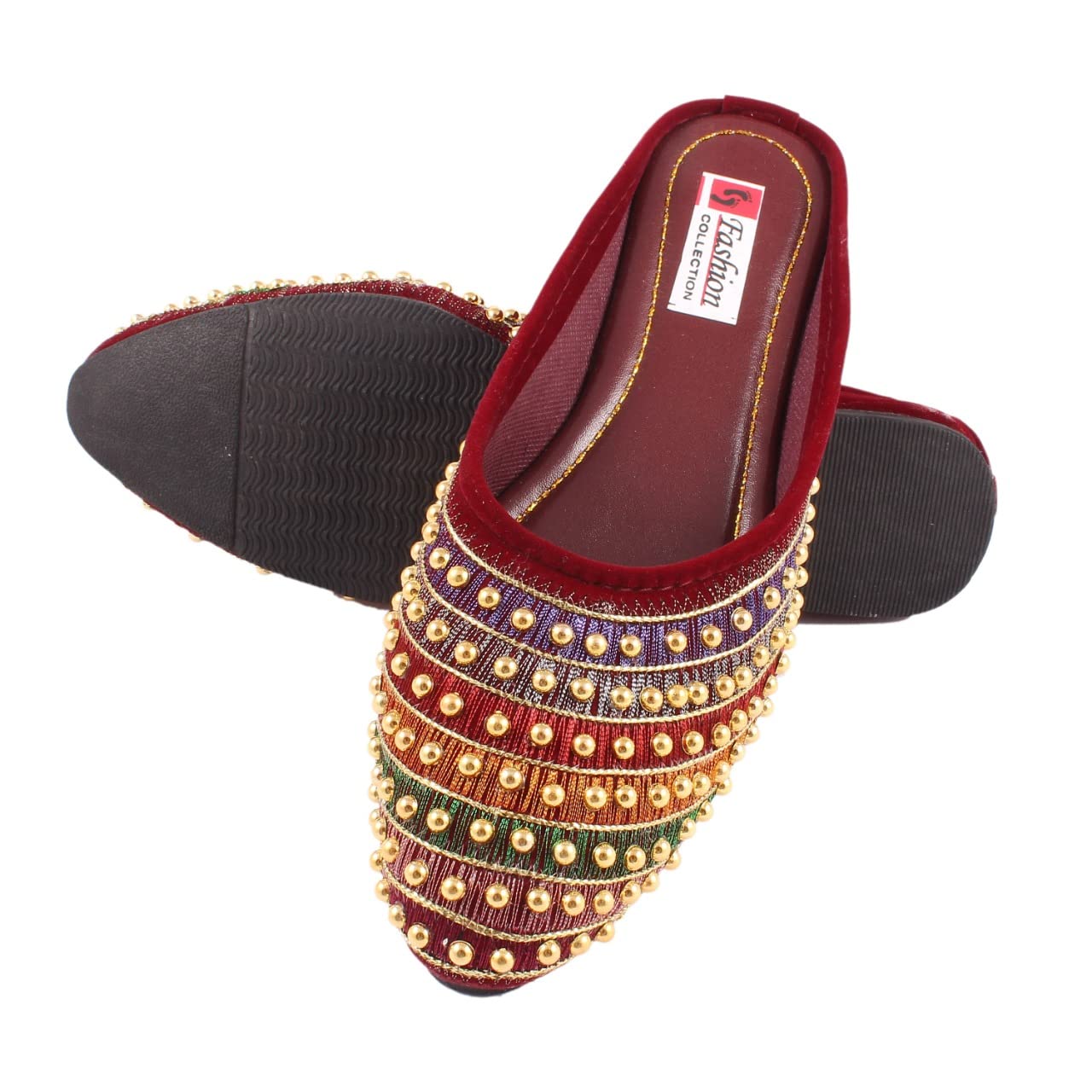 shree ol Women Ethnic Rajasthani Jaipuri Design Slipper Mojari Front Embroidary Bellies for Ladies-picture-48