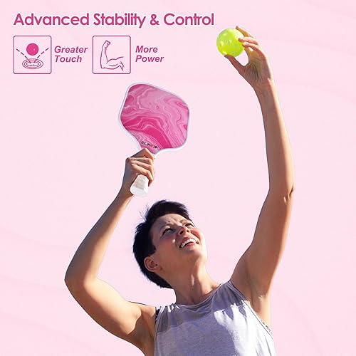 Miniatura 6 de Paleta de pickleball compuesta con cubierta para mujer, fibra de carbono de grafito, polipropileno, núcleo de panal de abeja, raqueta de pickleball,