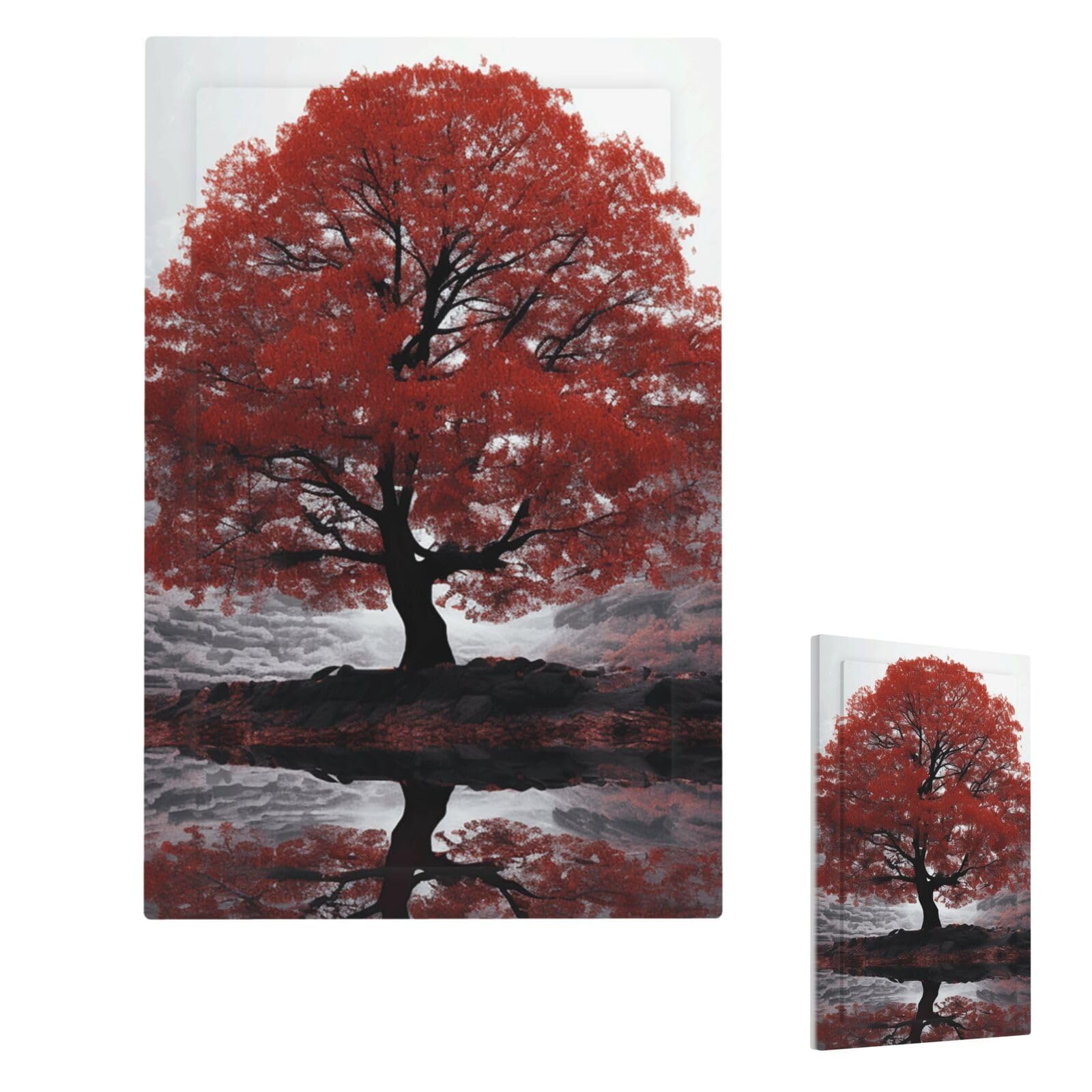 Red Tree Wall Plate Cover Single Blank, Modern Decorative Light Switch Cover Unbreakable Receptacle Outlet Covers for Living Room Bedroom Decor