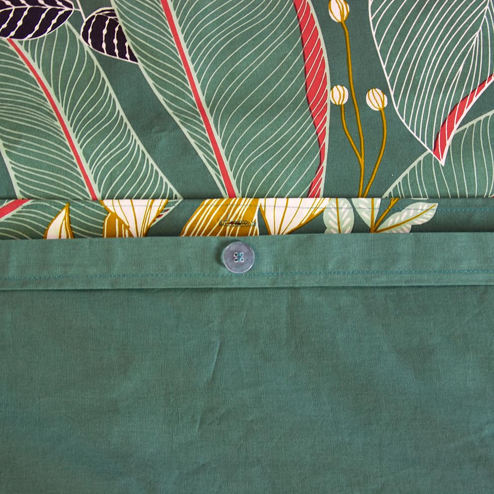 Coste Deco - Set di biancheria da letto per adulti, 220 x 240 cm, in cotone, motivo tropicale, colore: verde