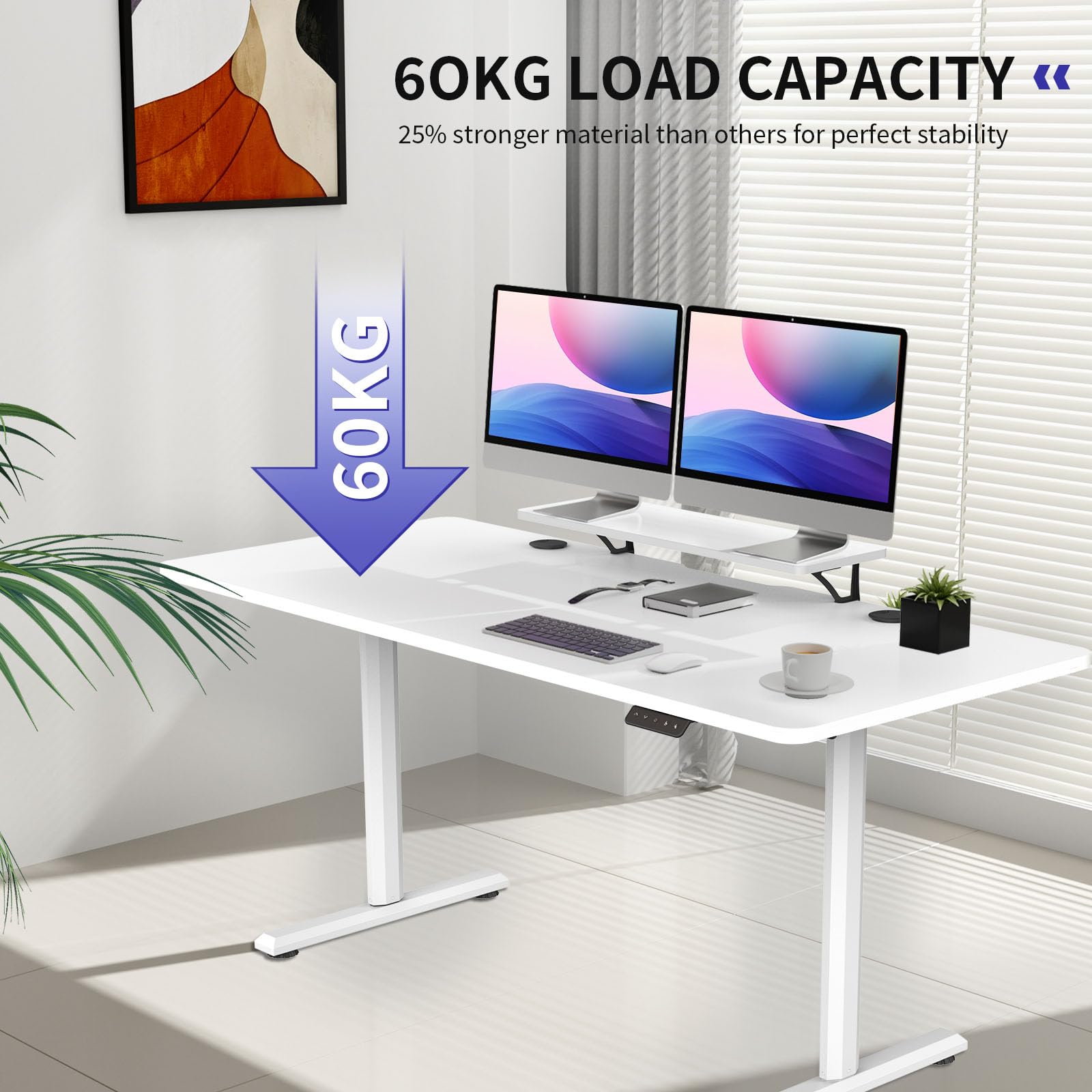 Scrivania Regolabile Elettrica 160cm - Standing Desk Con Memoria Altezza - Foto 11