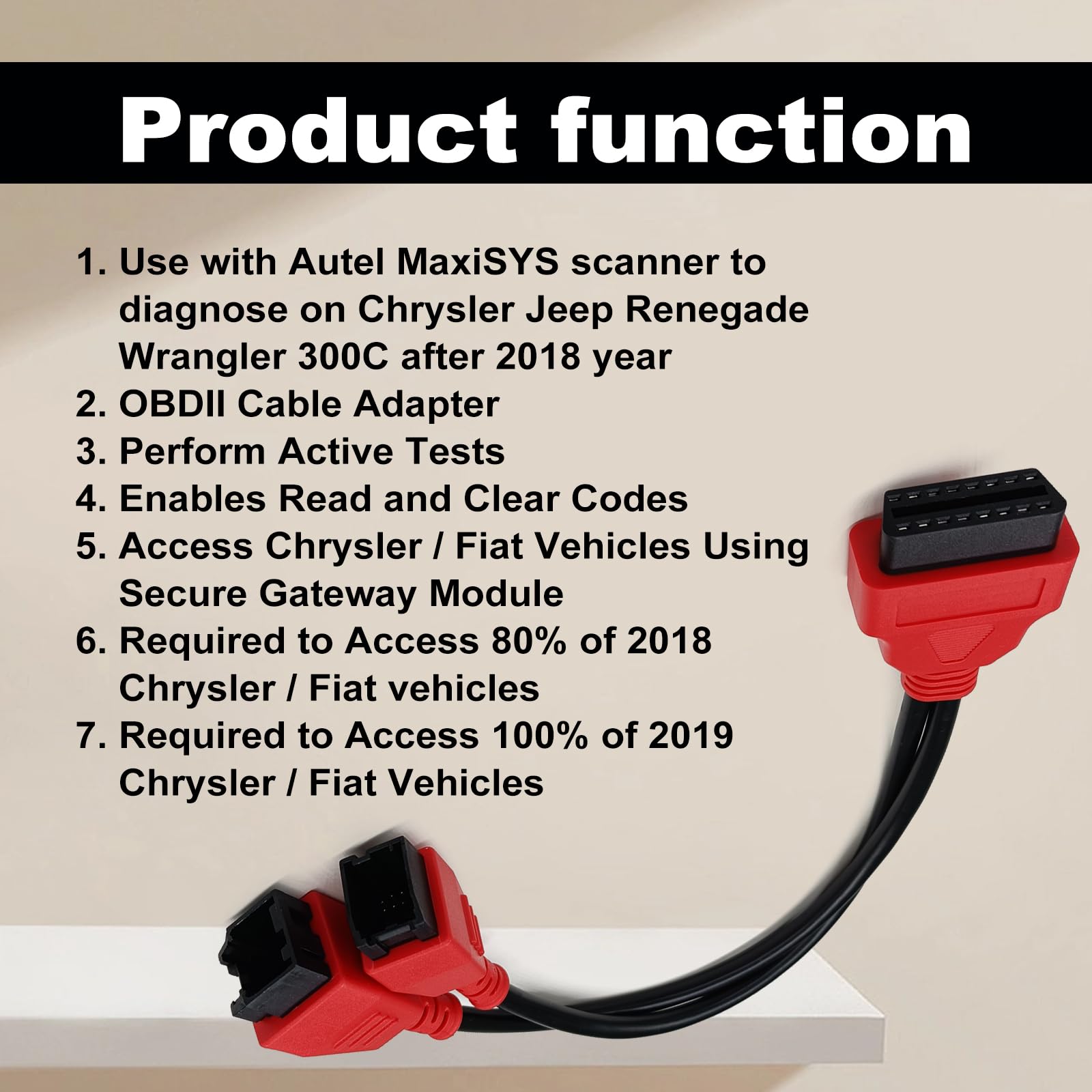 RASHION 12+8 Programmierkabel Adapter Für Chrysler – Kompatibel Mit Autel DS808, MS908, MS906S, MS908S (Sicherheits-Gateway)