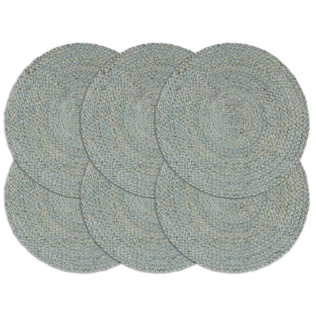 Juego de 6 manteles individuales, color verde oliva, redondos, 38 cm, hechos a mano, antideslizantes y resistentes al calor, fáciles de limpiar como salvamanteles para mesa de comedor, cocina