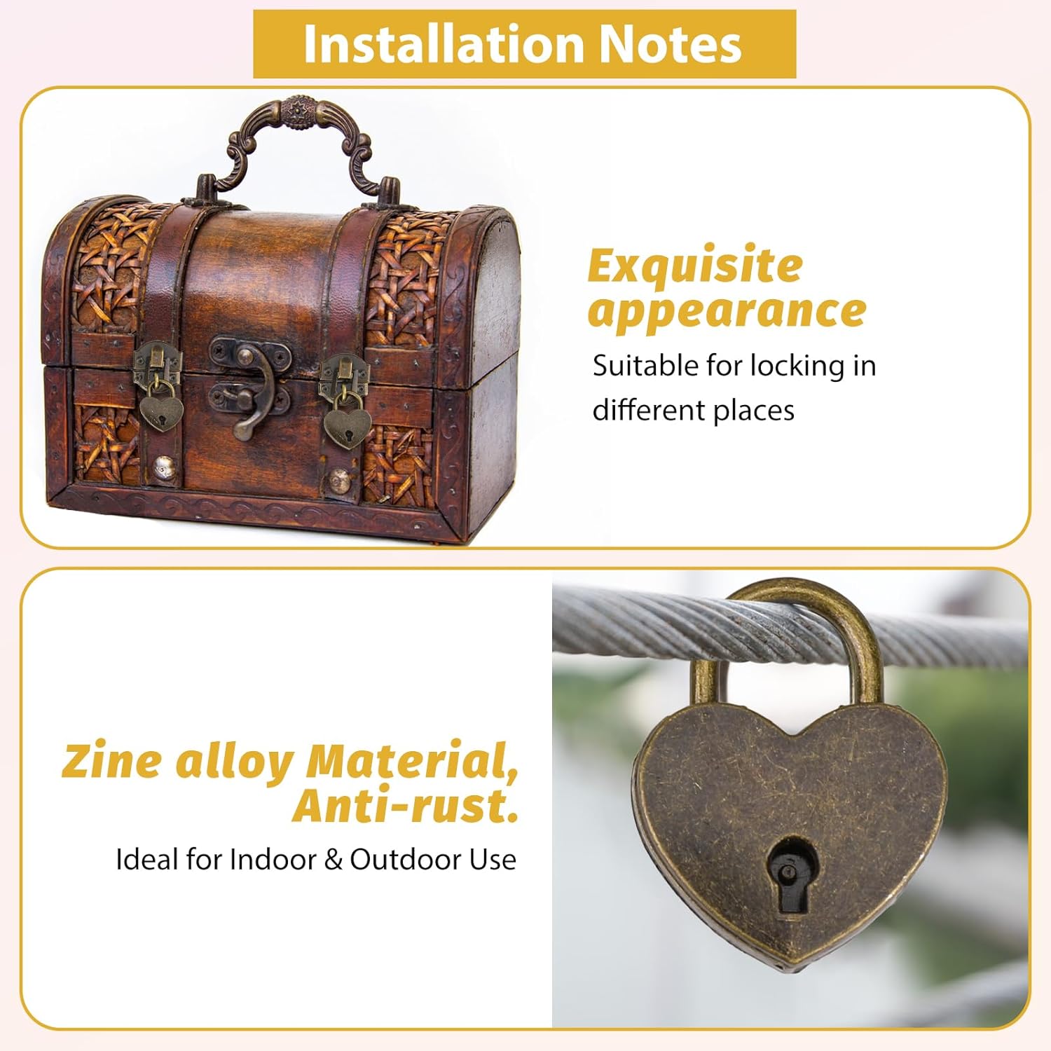 2 Set Antique Bronze Hasp Latch 27 x 30 mm, Mini Box Hinges and Love Locks with Keys, Decorative Lock Buckle with Screws for Jewelry Boxes and DIY Crafts