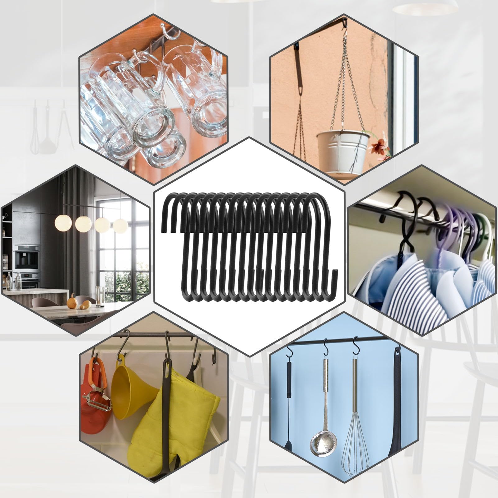 TOPIND – Lot De 3 Grands Crochets En Forme De S En Aluminium Antirouille De 10,9 Cm Pour Cuisine, Bureau, Salle De Bain, Chambre à Coucher, Plantes, Vêtements, Serviettes, Poêles (rose Doré