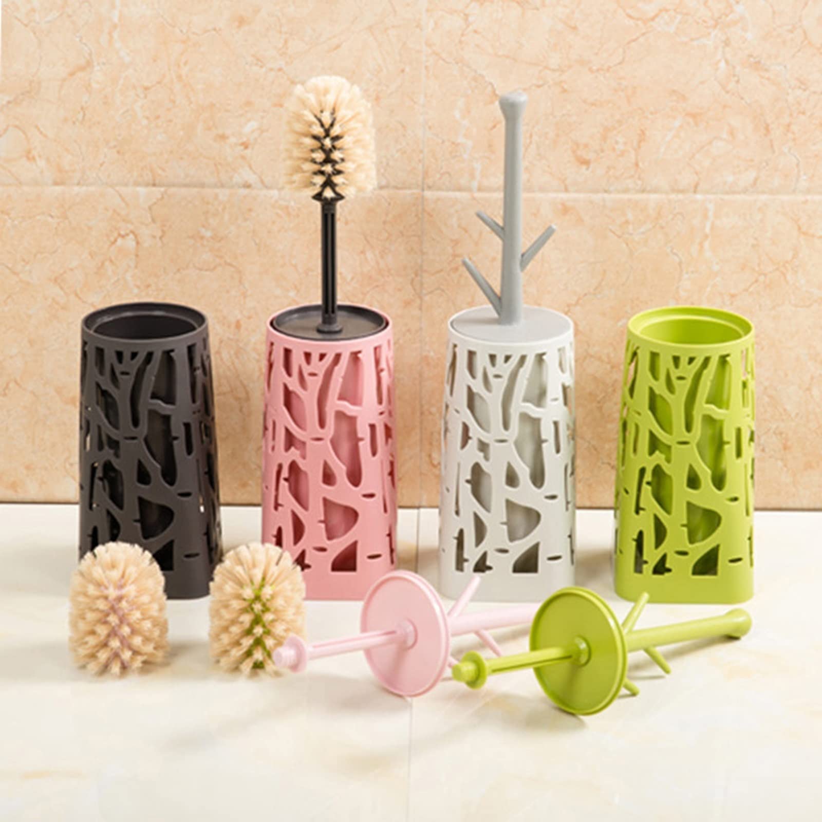 Escobilla Baño/Escobilla y Portaescobillas de Baño Juego de escobillas de inodoro creativas Escobilla de limpieza de inodoros con base y cubierta Escobilla de inodoro de mango largo que puede limpiar