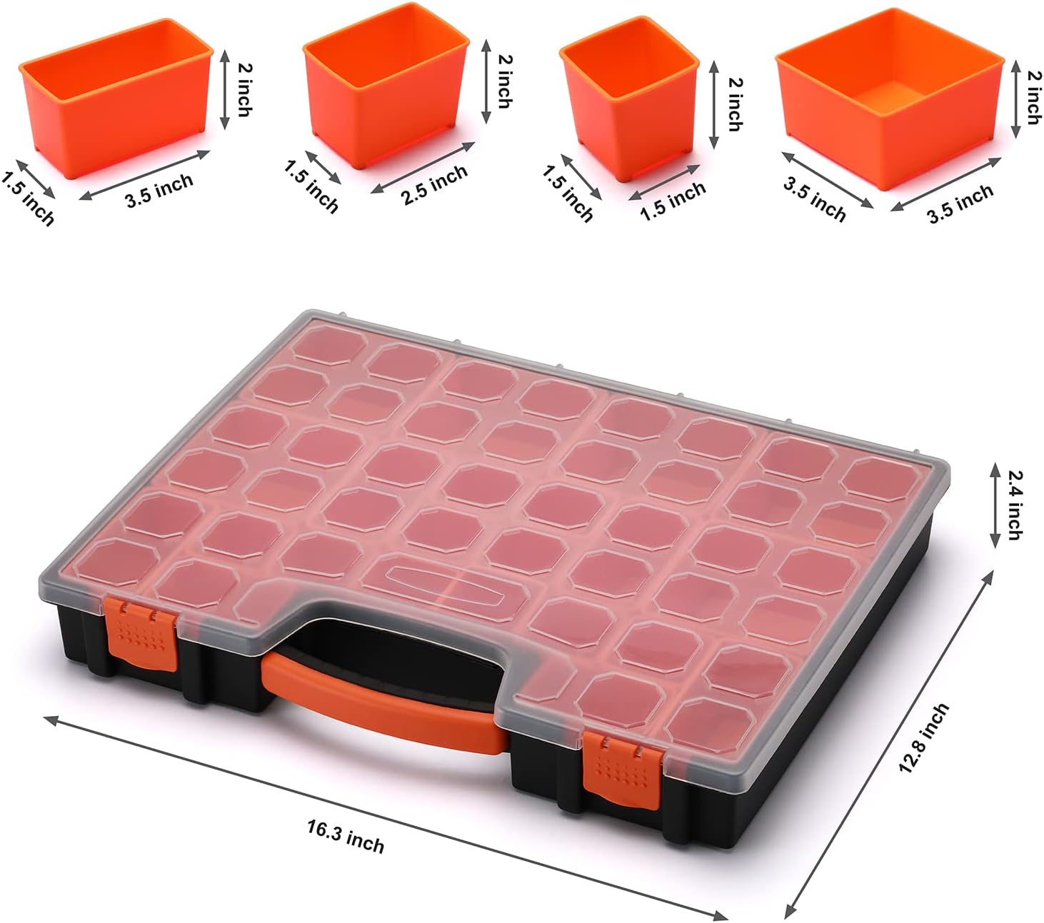 AIRTOON Multi-Purpose Toolbox, Professional Organizer with 24 Bin Compartments, Box Organizer for Hardware, Screws, Bolts, Nuts, Nails, Tools, Arts - Image 3
