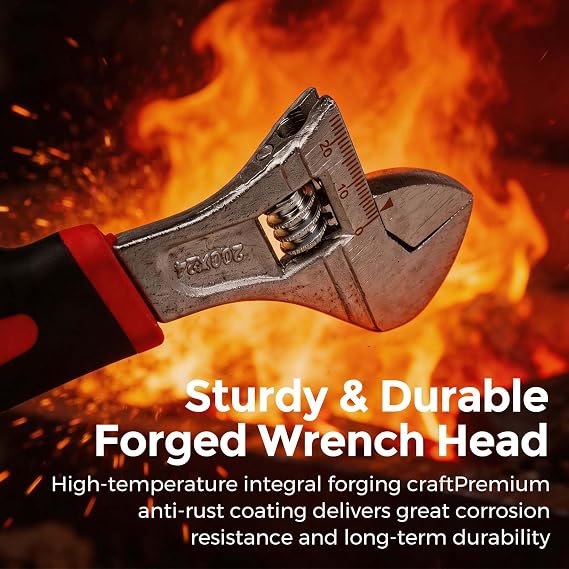 Adjustable Wrench Set, 6/8/10/12 inch Metric & SAE Scales, Shifter Spanners with Soft Grip Handle, for Home Repair Automotive Maintenance Industrial Use, 4 Pack