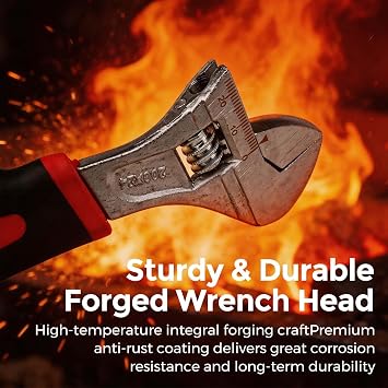Adjustable Wrench Set, 6/8/10/12 inch Metric & SAE Scales, Shifter Spanners with Soft Grip Handle, for Home Repair Automotive Maintenance Industrial Use, 4 Pack